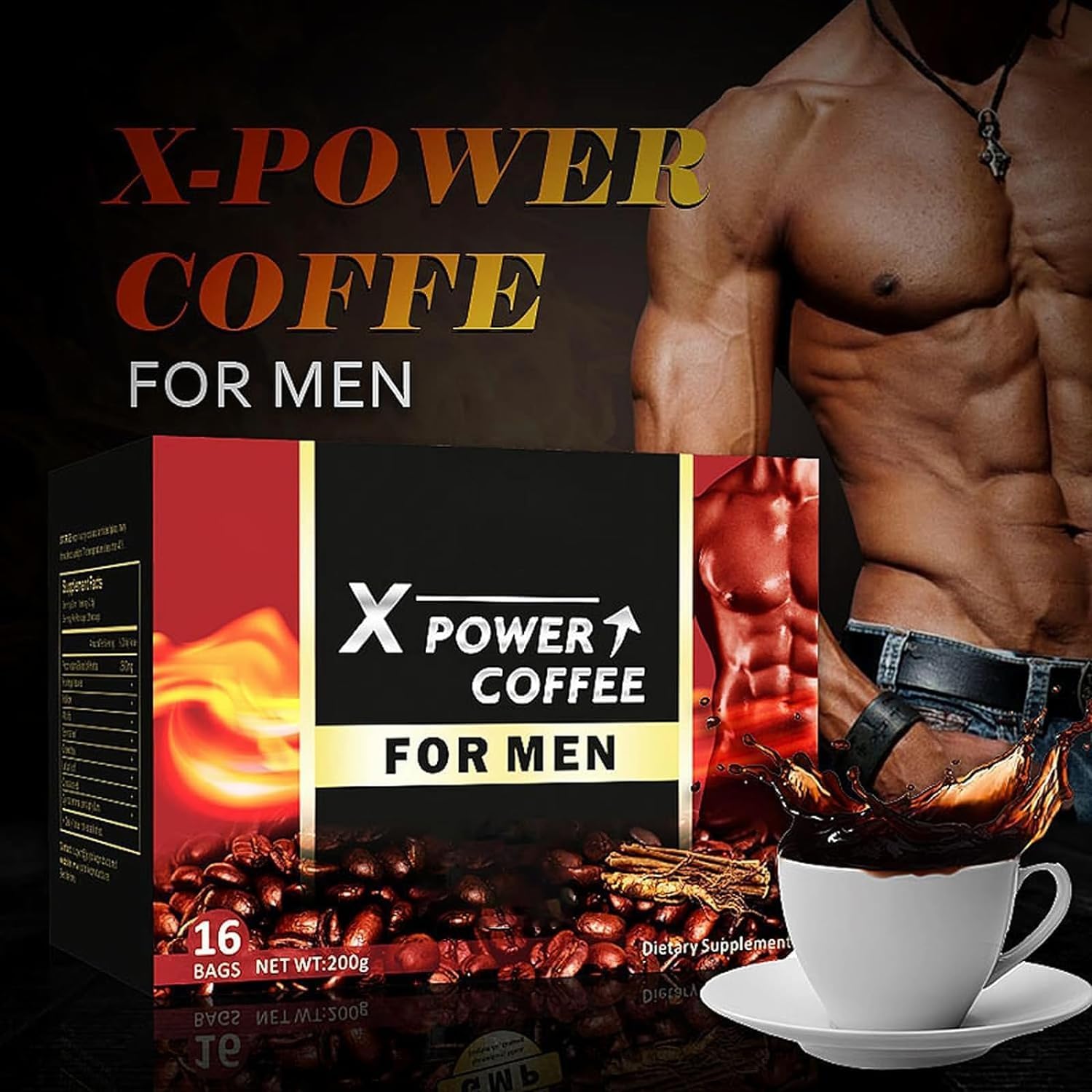 X Power Coffee for Men - Instant Energy-Boosting African Powder Coffee with Natural Ingredients (3 Box) - Perfect for Workouts, Office & Daily Energy Boost