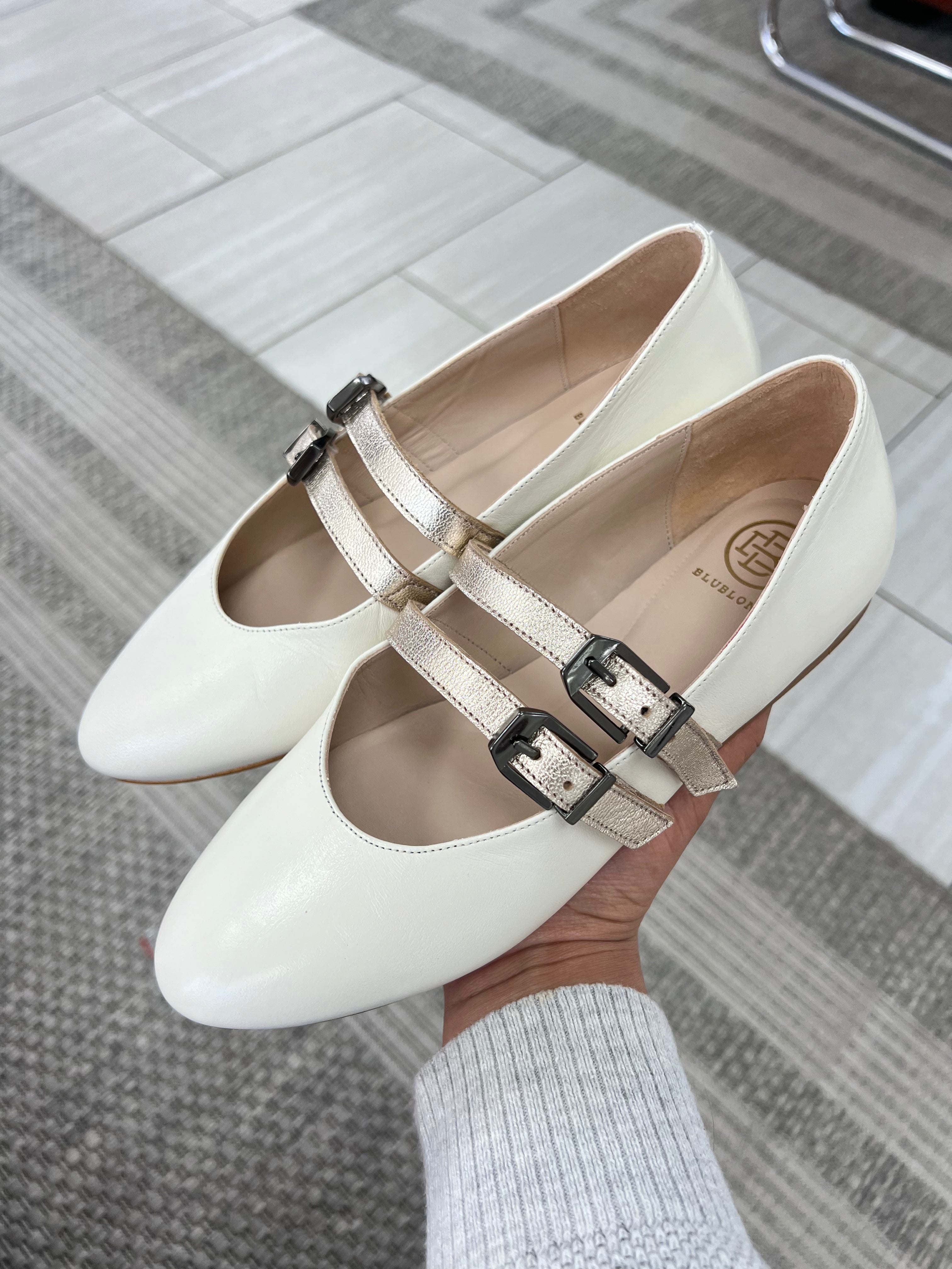 Blublonc Ivory Champagne Double Strap Mary Jane Shoes for Women - Elegant Comfortable Wedding & Party Pumps with Ankle Straps - Perfect for Bridal, Prom, Evening Events