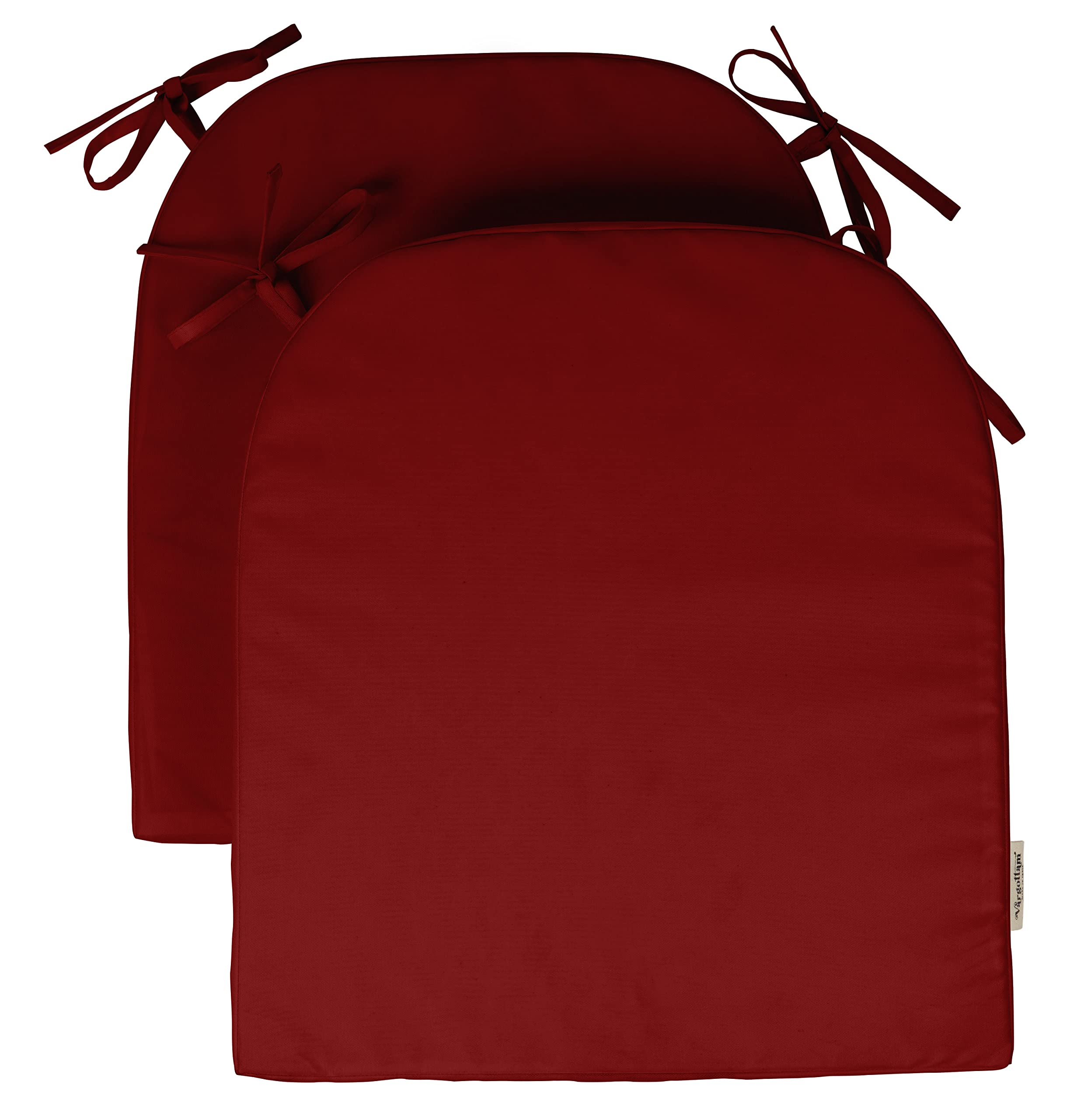 Premium Indoor/Outdoor Chair Cushions Set of 2 - 16x18 Inch Rounded Back Patio Seat Cushions with Ties for Garden Furniture, Deck Chairs & Home Decor (Red) - Perfect for Backyard Lounging, Poolside Relaxation & Outdoor Dining