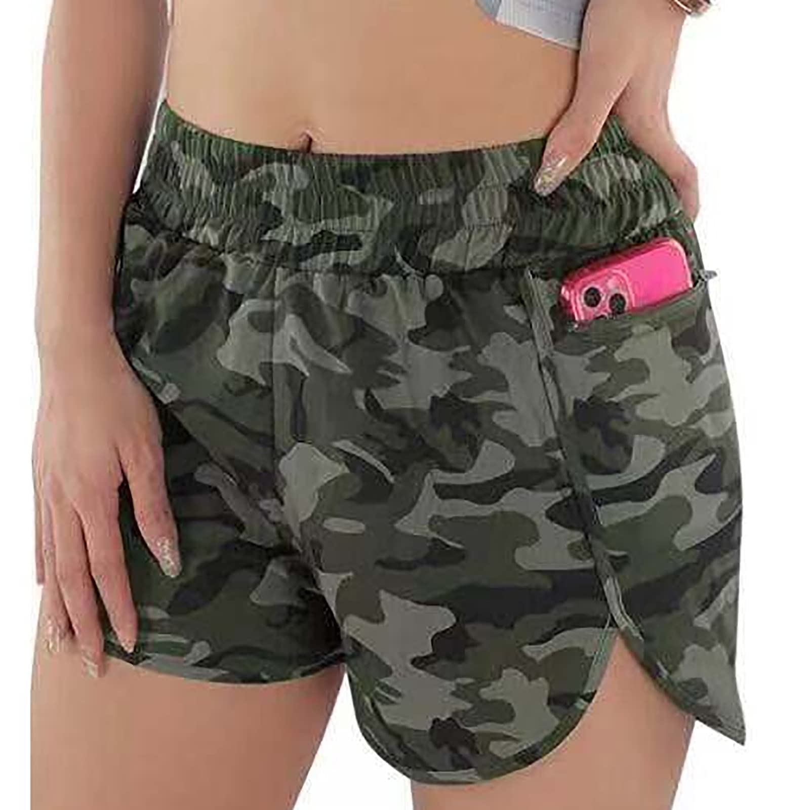 CieKen Women's Quick-Dry Running Shorts - High Performance Elastic Waist Athletic Shorts with Pockets for Workout, Jogging & Gym | Lightweight Sports Shorts for Women's Activewear