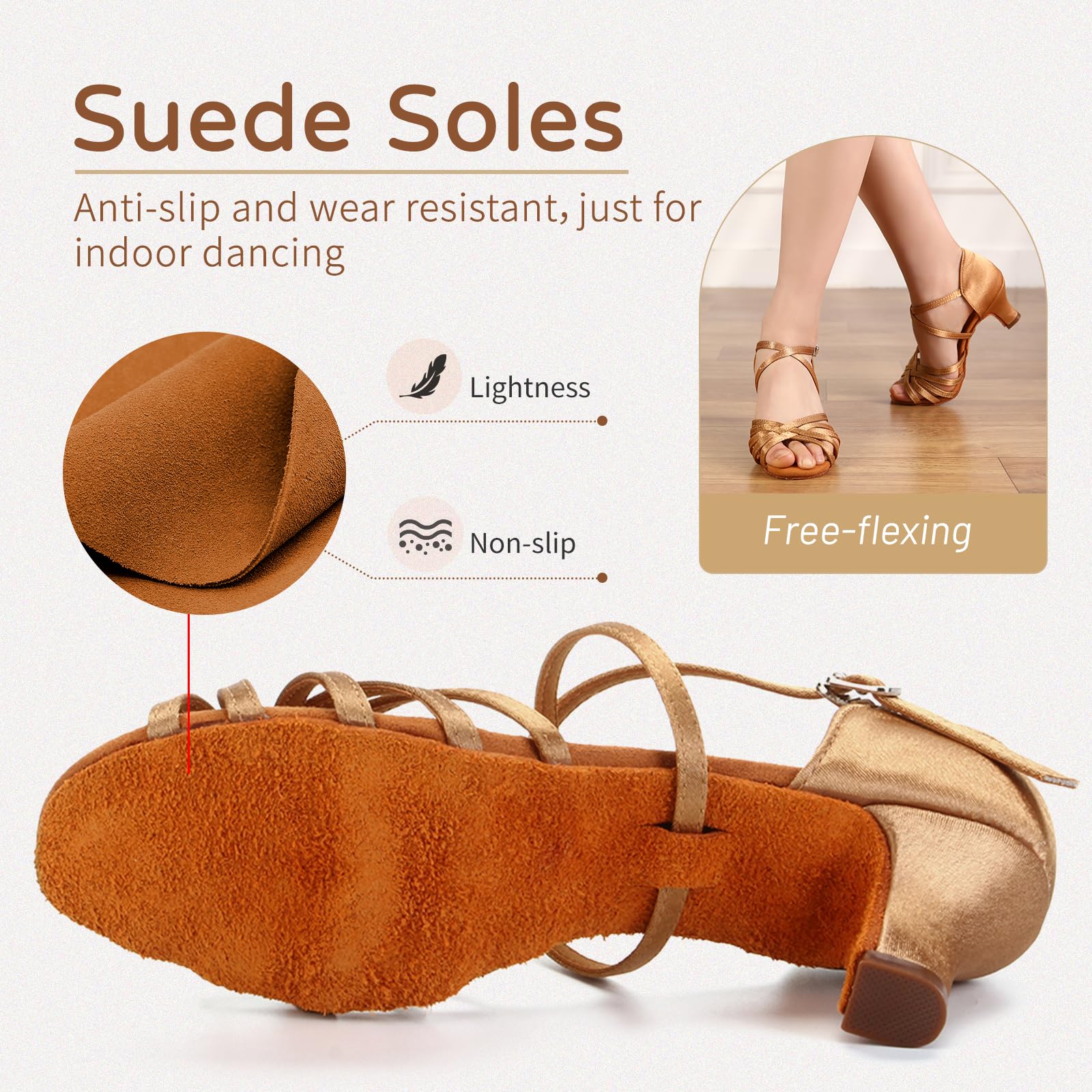 Hipposeus Women's Latin Dance Shoes - Open Toe Ballroom Salsa Practice Shoes with Suede Sole | Perfect for Salsa, Bachata, Tango & Social Dancing