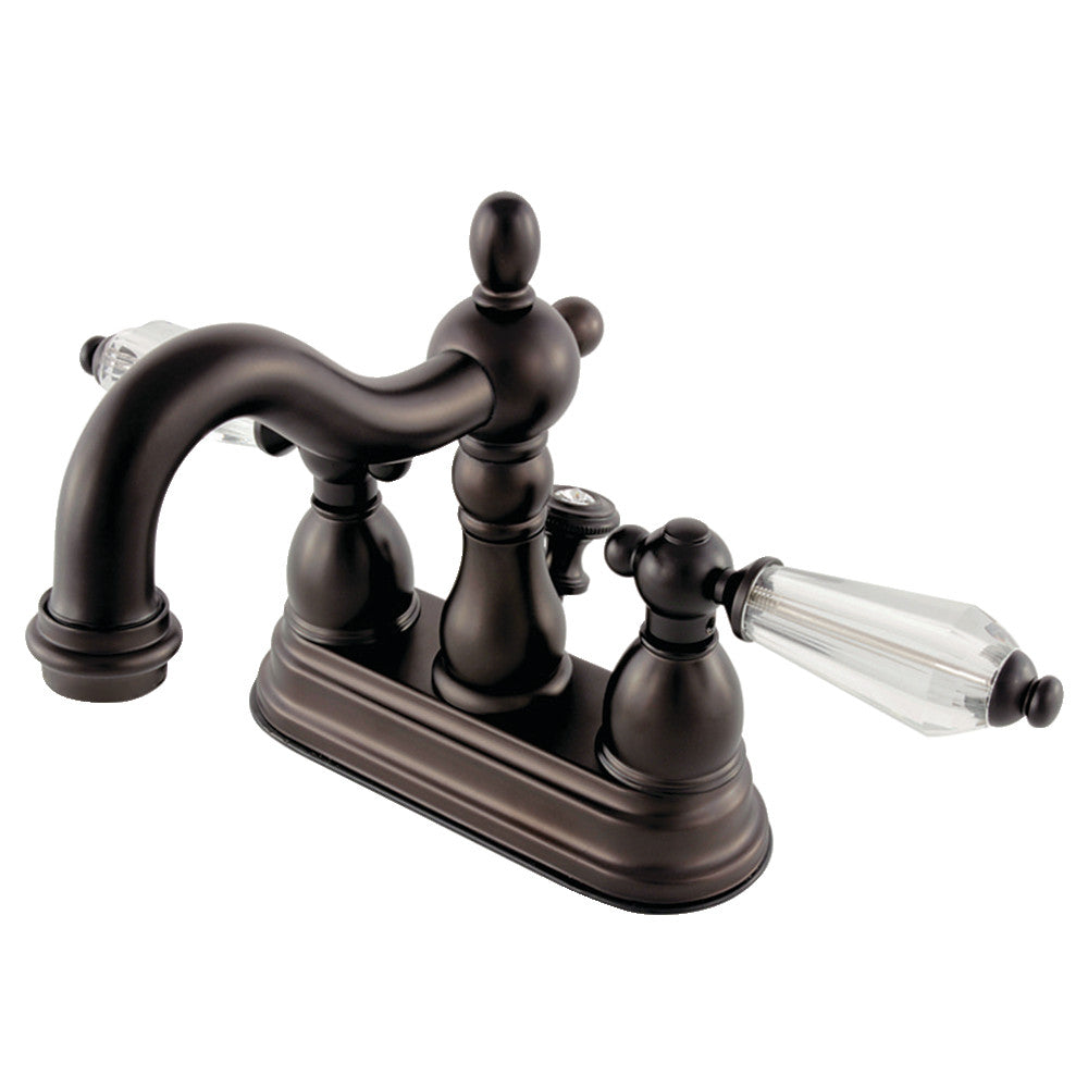Kingston Brass KB1602WLL 4-Inch Centerset Bathroom Faucet - White Porcelain Lever Handle for Bathroom Sink, Perfect for Modern Home & Commercial Use