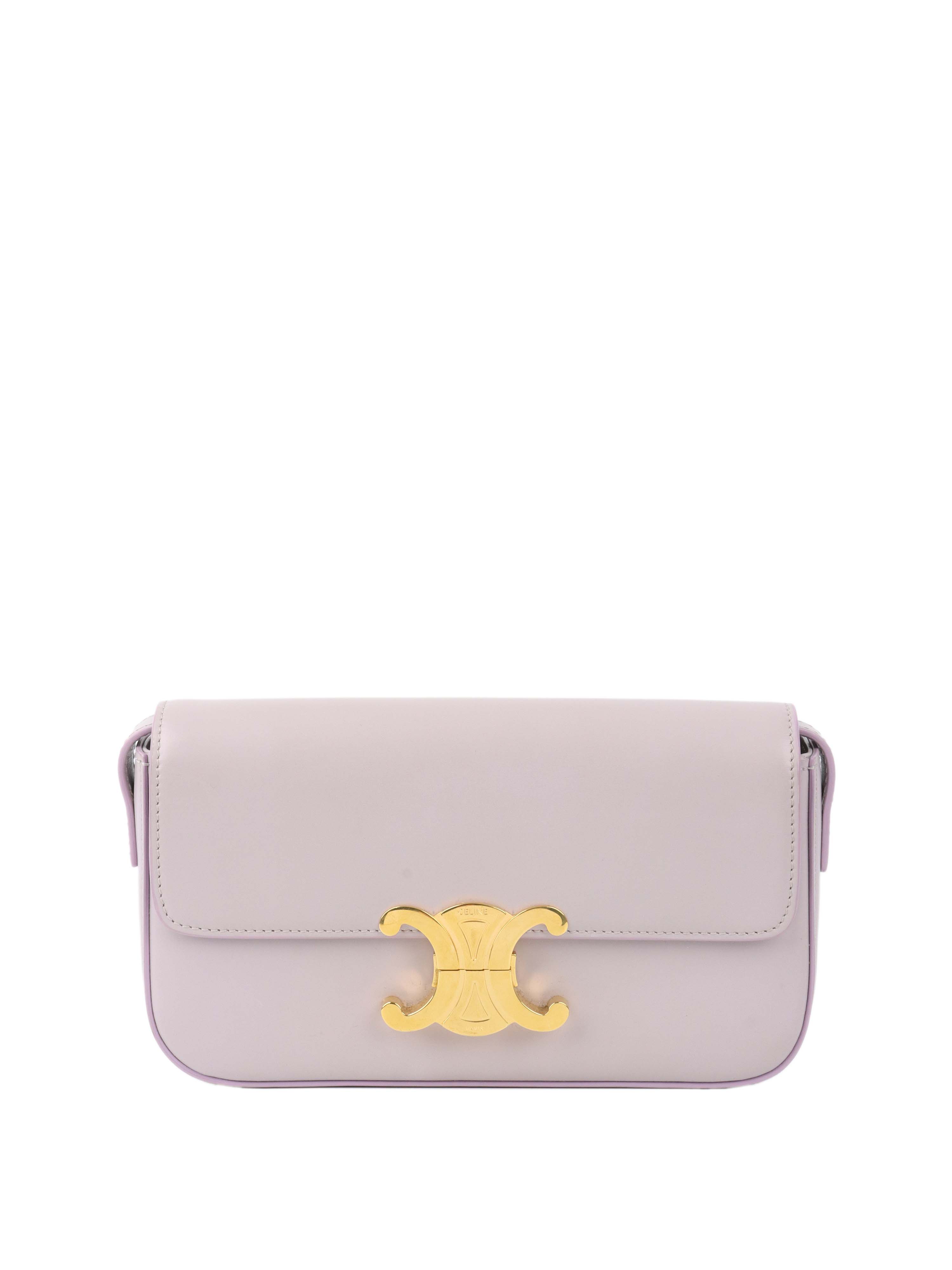 Celine Claude Shoulder Bag in Light Lavender - Women's Luxury Leather Crossbody Purse for Work, Travel & Evening Out