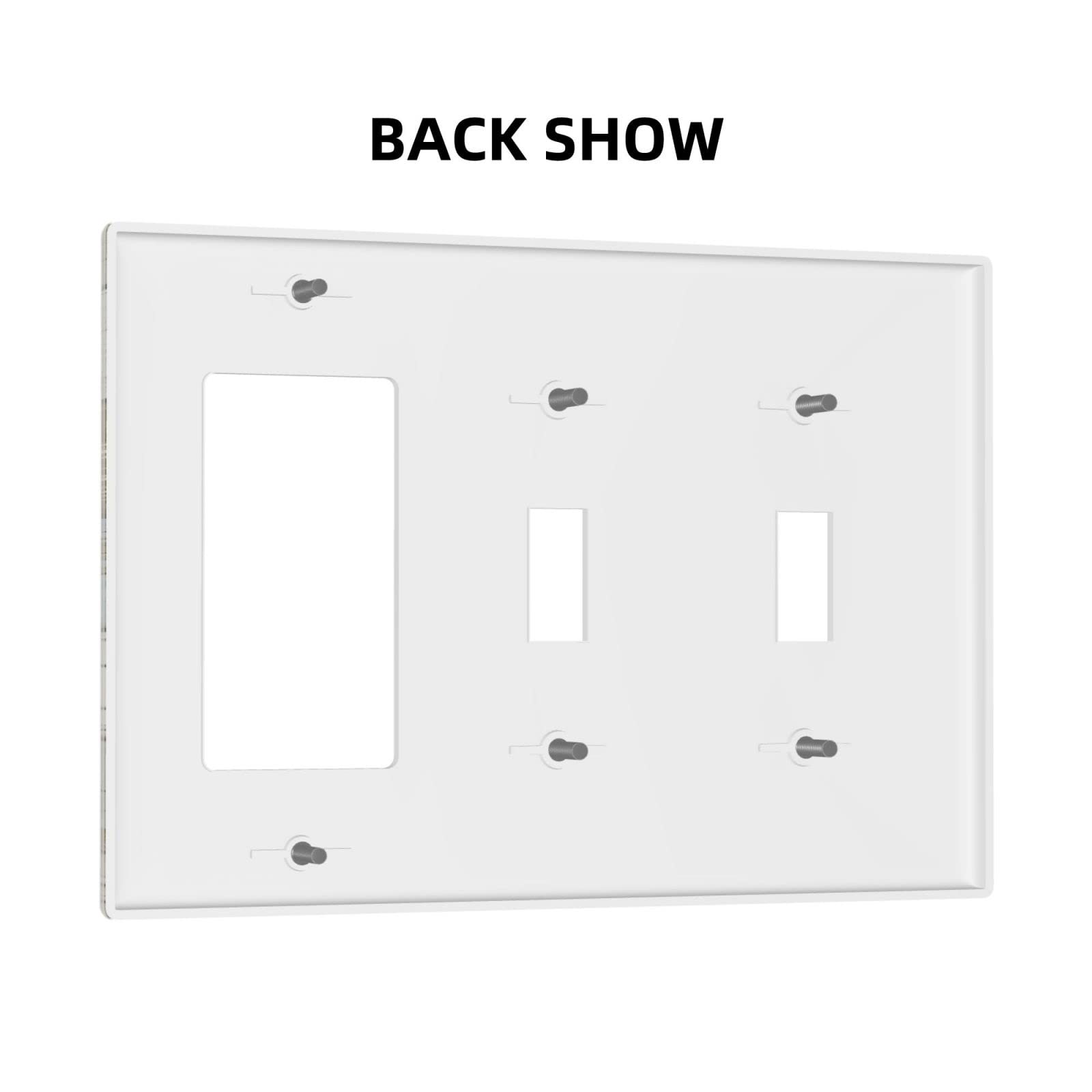 Farmhouse Style 3 Gang Wall Plate with 2 Toggle & 1 Rocker Switch - Standard Size 4.5