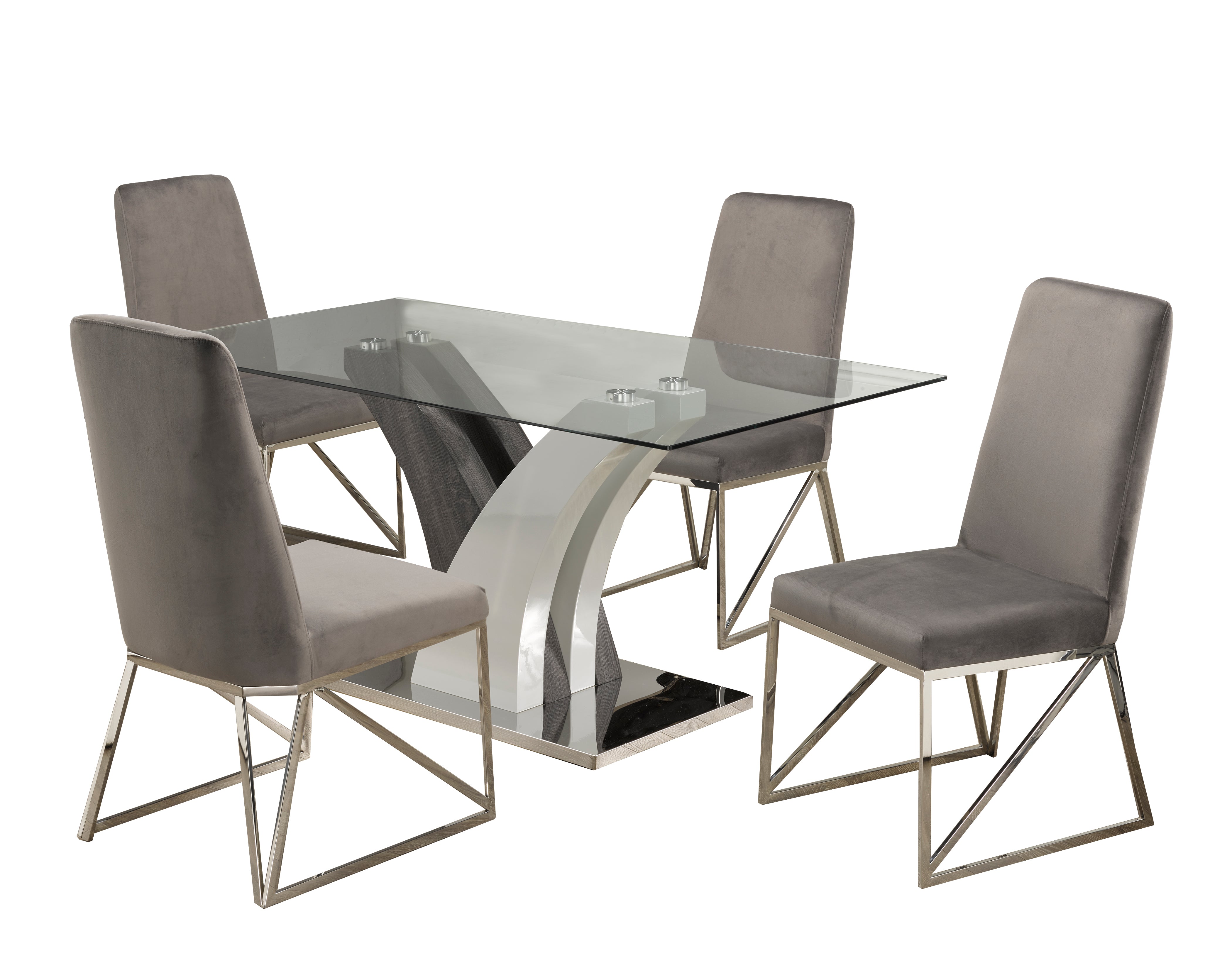 5-Piece Modern Grey Dining Set - Kitchen & Dining Room Table with Chairs for Small Spaces, Home & Apartment