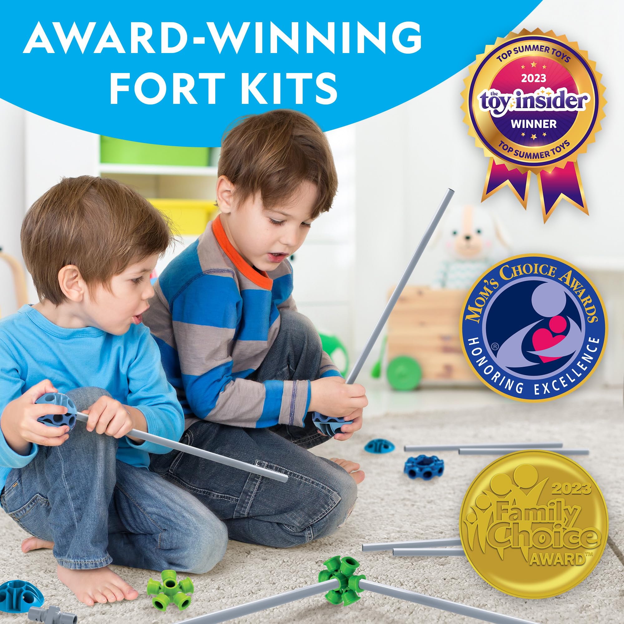 NATIONAL GEOGRAPHIC Kids Fort Building Kit - 135 Piece STEM Construction Set for Ages 6-12, Creative Indoor Play Tent & Blanket Castle (Amazon Exclusive) | Perfect for Sleepovers, Playdates & Imaginative Adventures