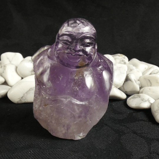 Natural Ametrine Buddha Statue Hand Carved Gemstone Figurine - Meditation, Home Decor, Spiritual Gift