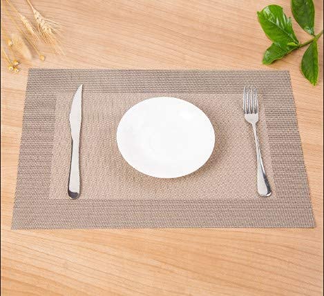 6-Pack Washable PVC Heat-Resistant Placemats - Crossweave Woven Vinyl Table Mats in Soil Ash Color | Perfect for Dining Tables, Kitchen Countertops & Outdoor Picnics