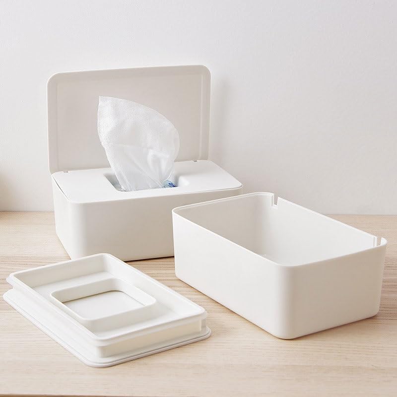 DFHBFG Wet Wipes Storage Box with Lid - Portable Desktop Tissue Organizer for Baby Wipes, Makeup Remover Wipes & Disinfecting Wipes | Perfect for Home, Office, Nursery, Travel & Car Use
