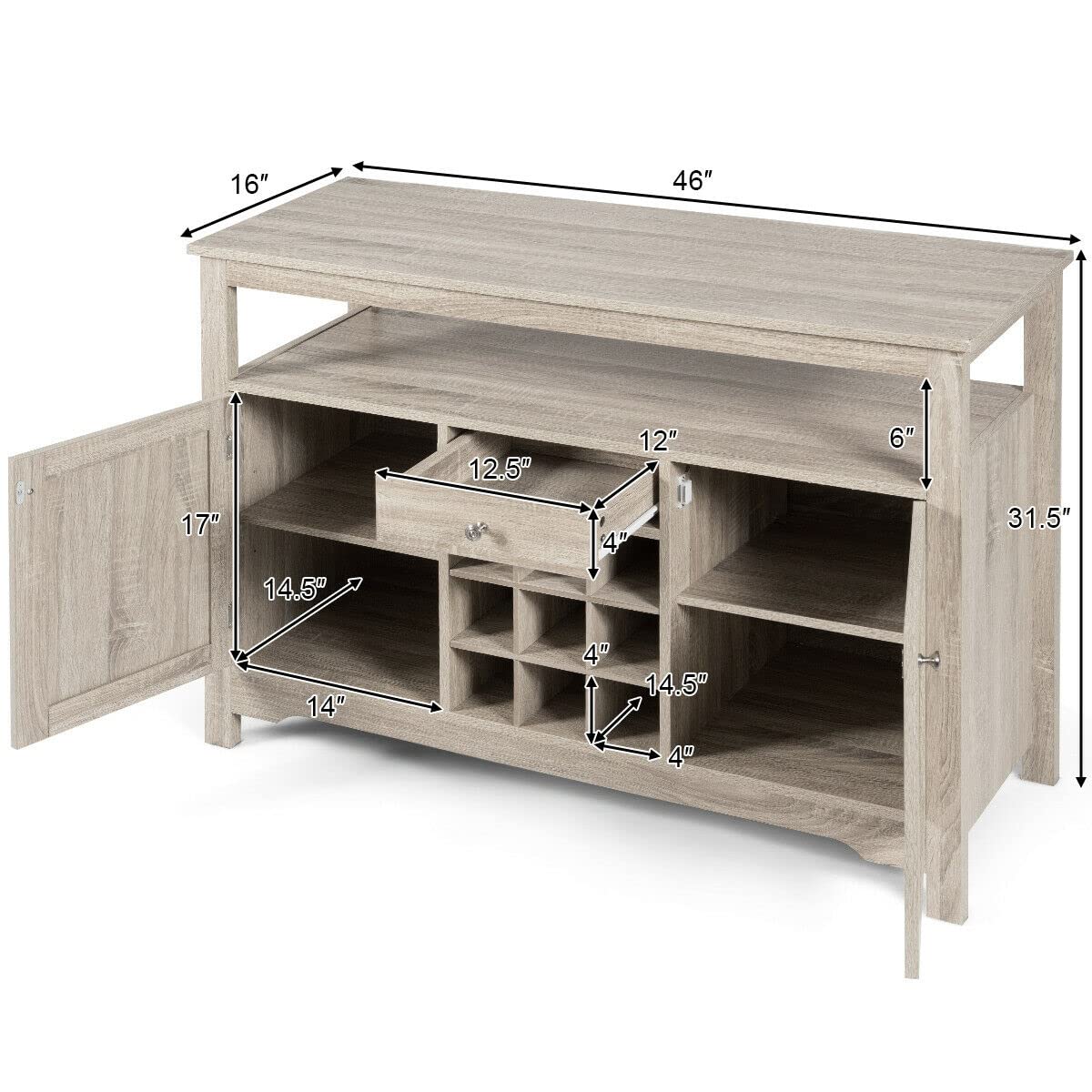 Modern Buffet Server with Cabinet - Kitchen Storage Sideboard with Doors & Drawers - Coffee Bar Cabinet for Living Room, Kitchen & Dining Room - Perfect for Entertaining, Storage & Home Decor