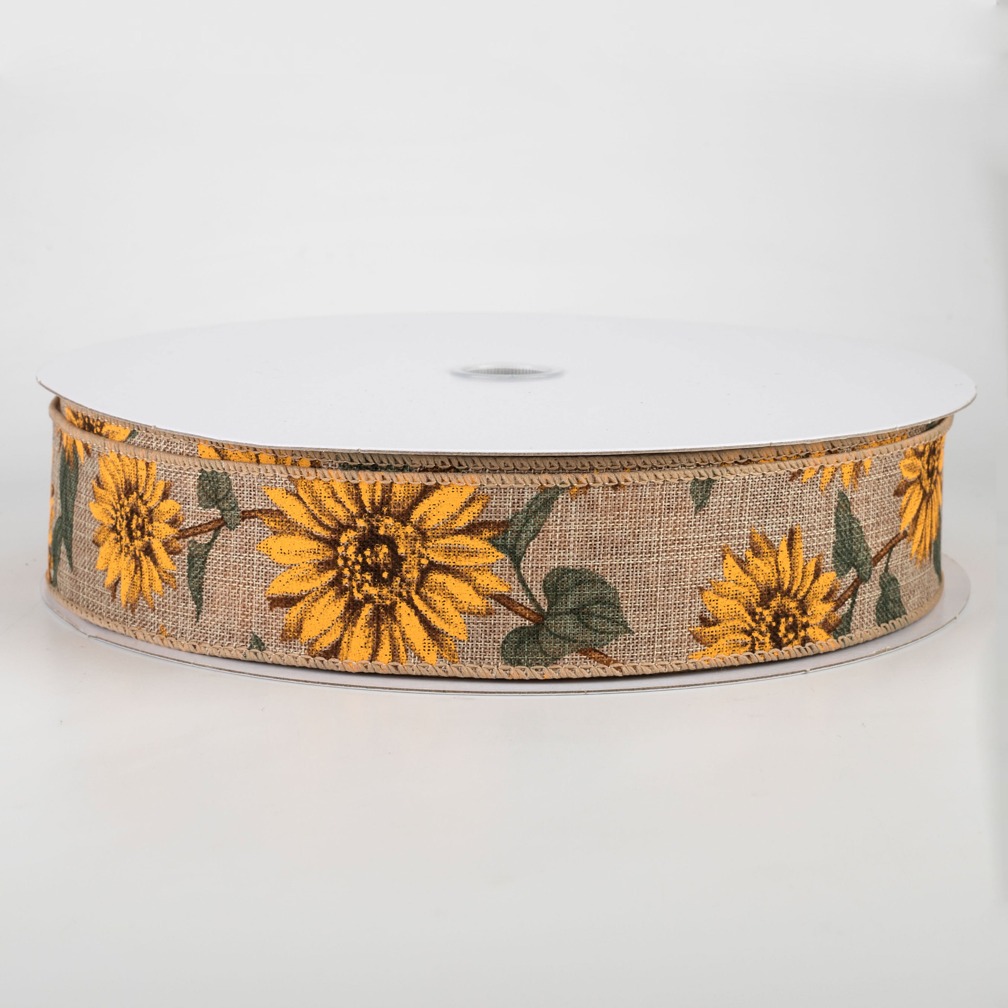 1.5 Inch Natural Linen Sunflower Ribbon - 50 Yards Bulk Roll for DIY Crafts, Gift Wrapping, Wedding Decorations & Hair Accessories