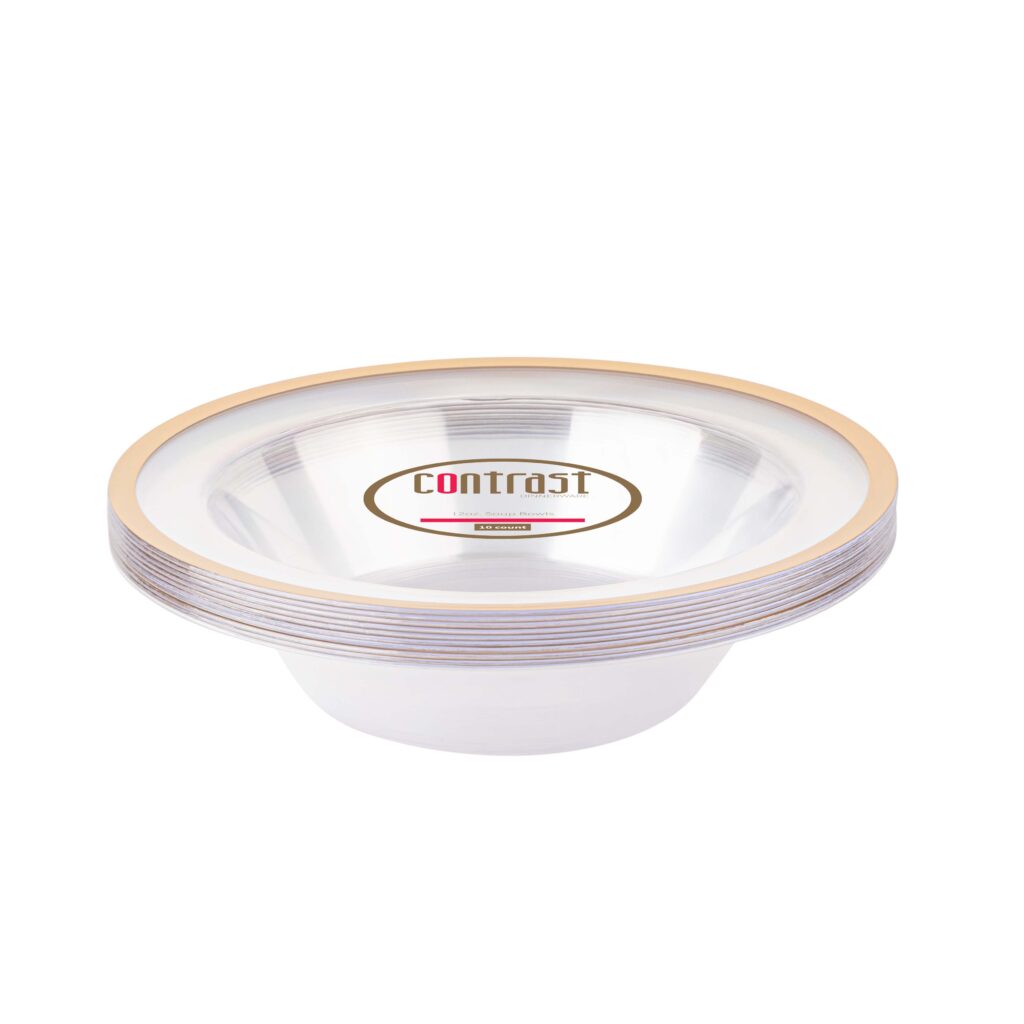 12 oz. Plastic Soup Bowls - 10 Pack Durable & Reusable Microwave Safe Disposable Bowls for Soup, Salad, Noodles, Cereal - Perfect for Parties, Picnics, Takeout & Meal Prep