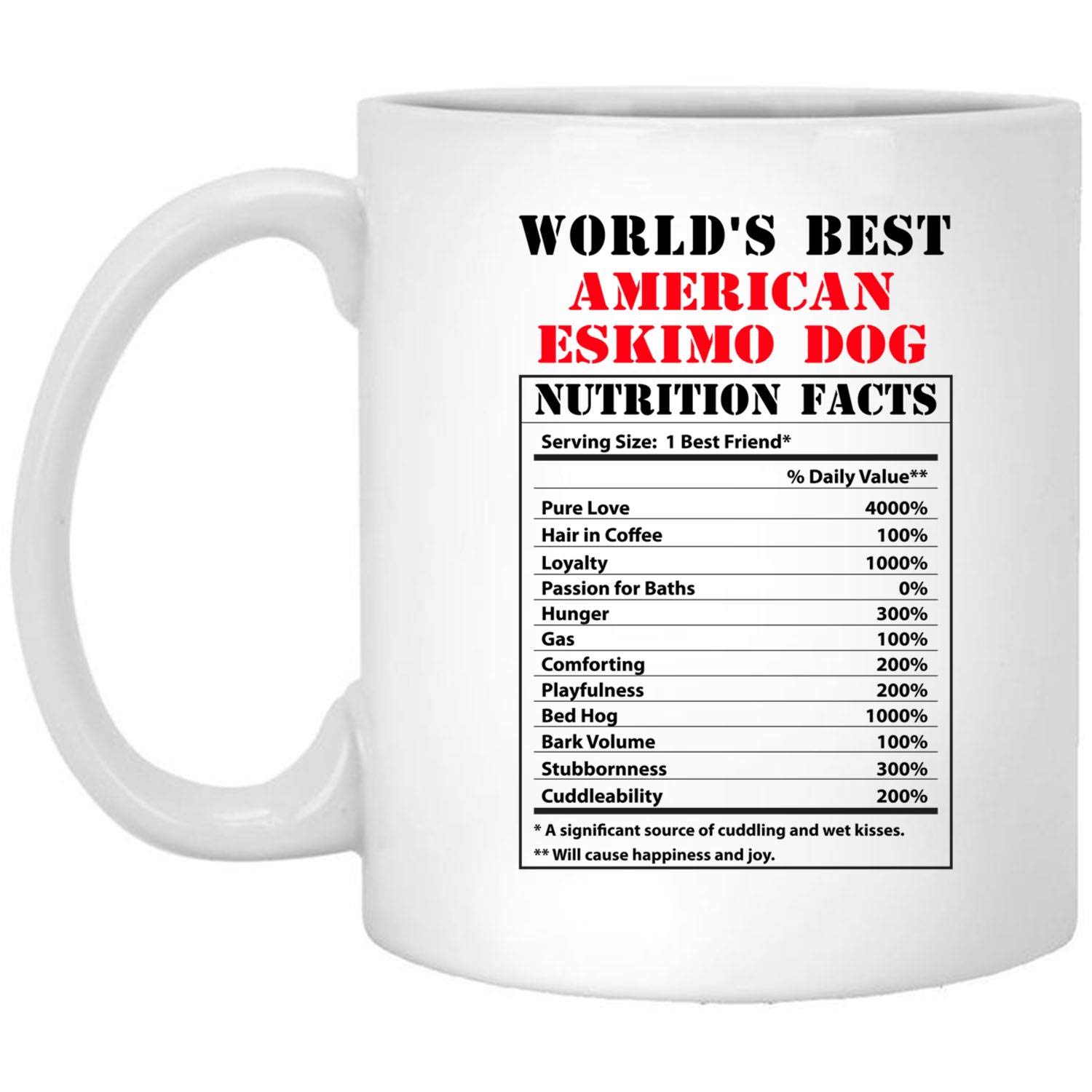 American Eskimo Dog Nutritional Facts Coffee Mug - 11oz Ceramic White Cup for Dog Lovers, Funny Birthday & Christmas Gift 2024 - Perfect for Coffee Breaks, Office Use & Pet Lover Gifts