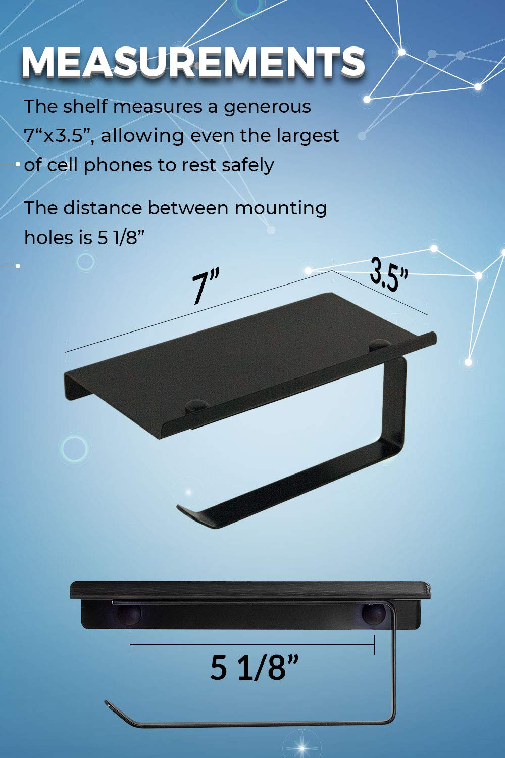 Modern Reversible Toilet Paper Holder with Phone Shelf - Oil Rubbed Bronze Bathroom Organizer for Small Spaces | Perfect for Bathrooms, Powder Rooms & RVs