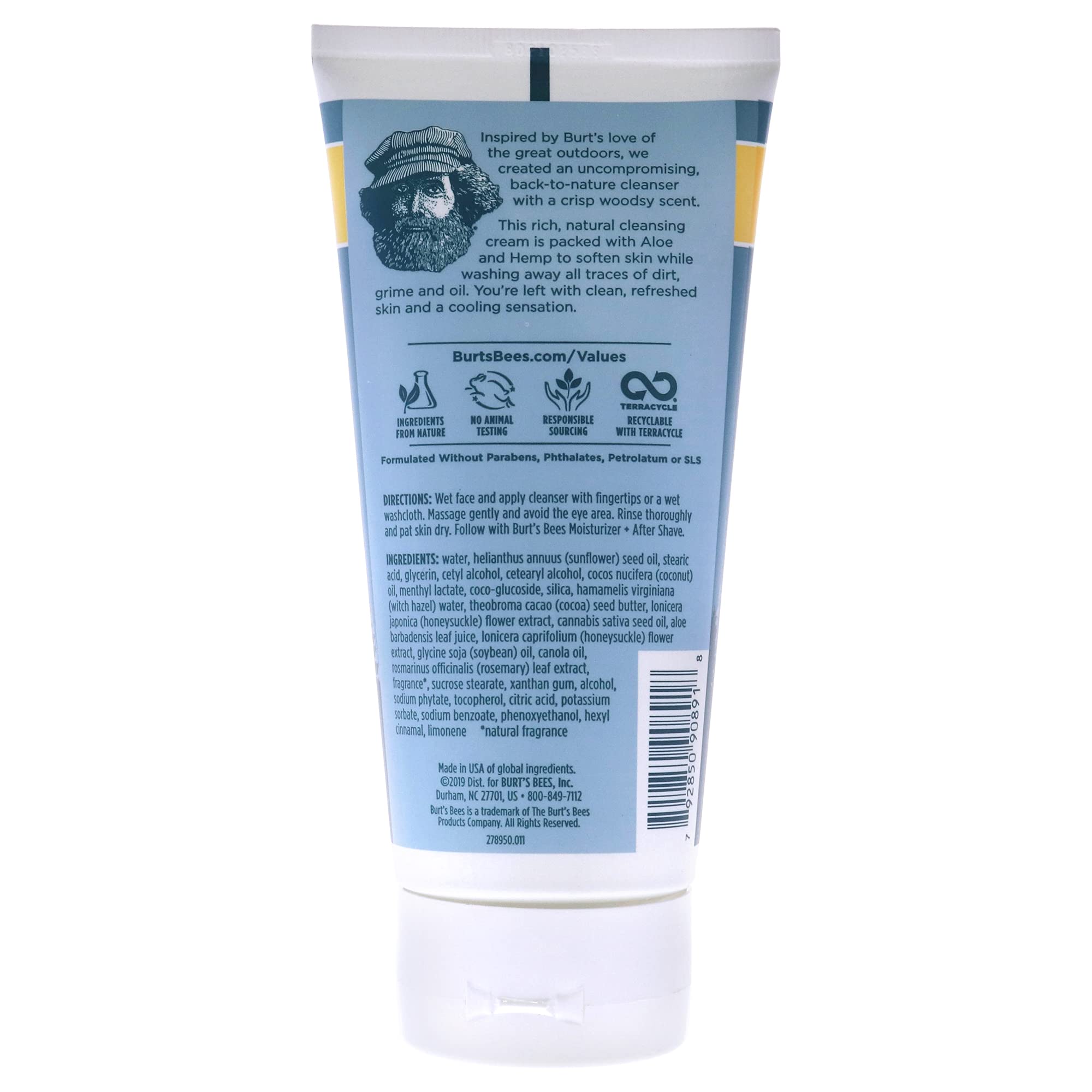 Burt's Bees Cooling Face Wash for Men - 5 oz | Refreshing & Hydrating Facial Cleanser for Daily Skincare Routine & Post-Workout Use