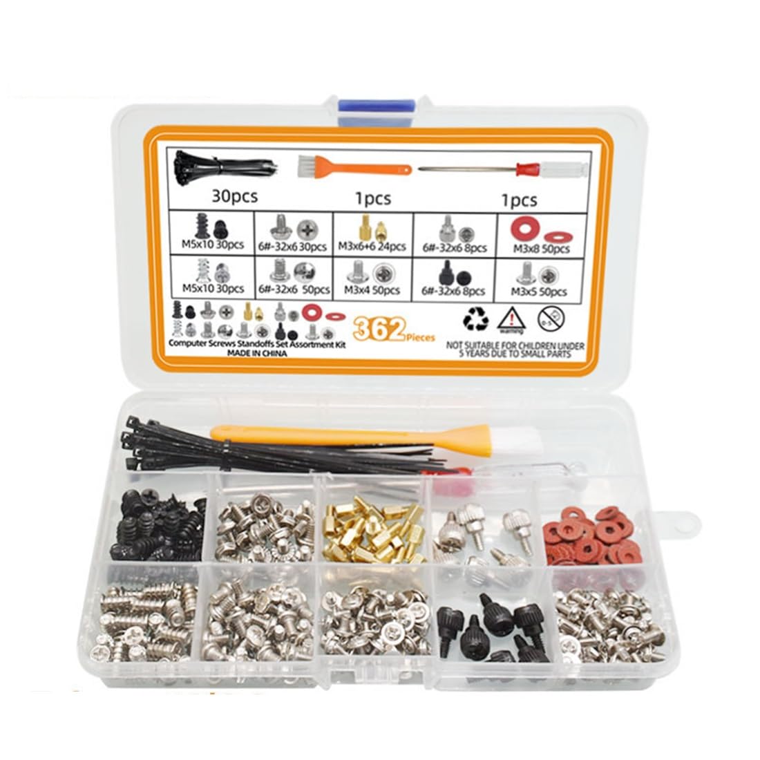 ZHHSUNY 362-Piece PC Screw Standoff Kit for Computer Case, Hard Drive, Motherboard, Cooler Fan & Graphics Cards - Perfect for PC Building, Upgrades and Repairs
