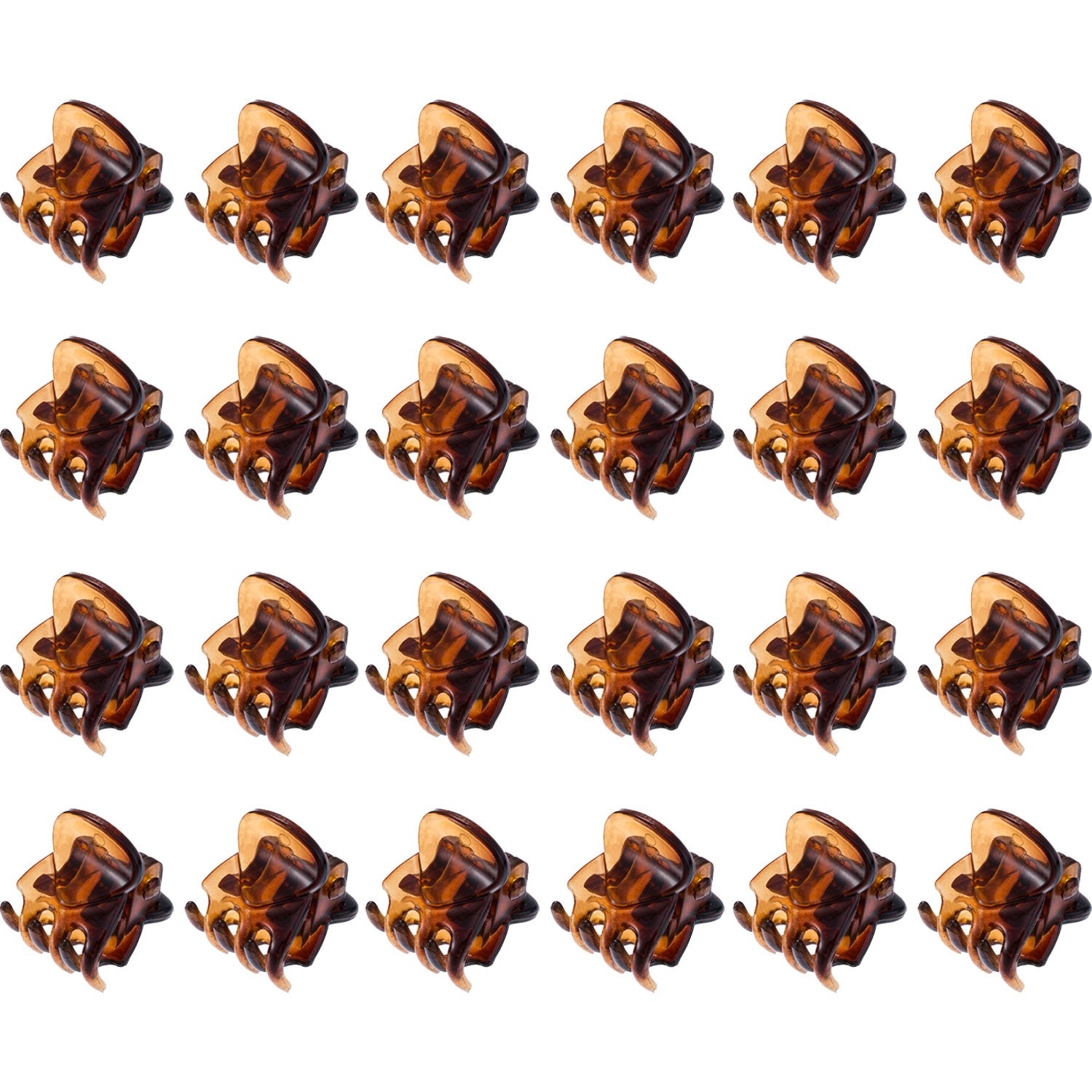 Hotop 24-Piece Mini Hair Clips for Women & Girls - Plastic Hair Claws & Pins in Brown - Perfect for School, Work, and Everyday Hairstyling