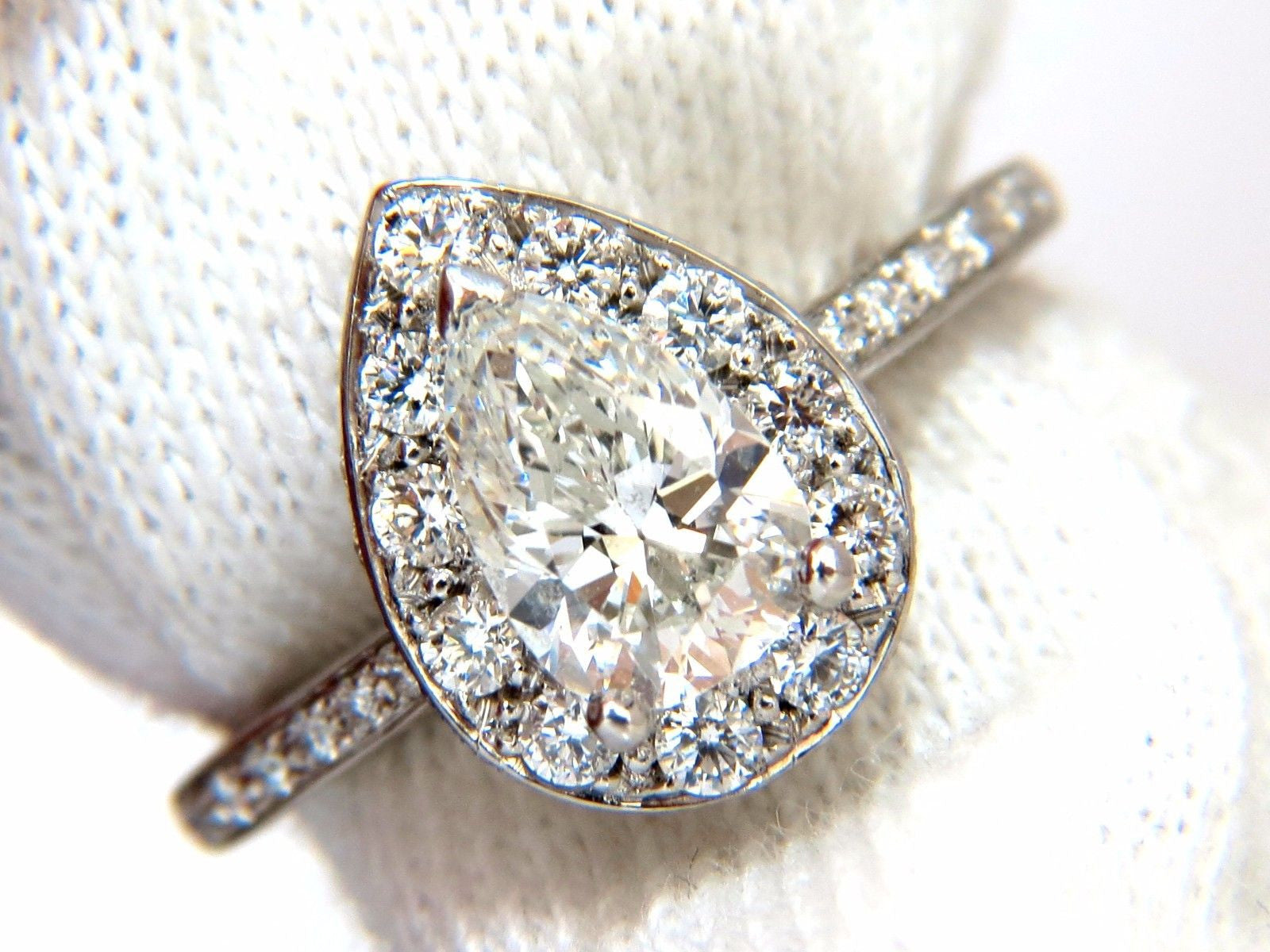 GIA Certified 1.15ct Pear Shape Diamond Engagement Ring with 1.00ct Round Accents in Platinum - Perfect for Wedding, Proposal & Anniversary Gifts