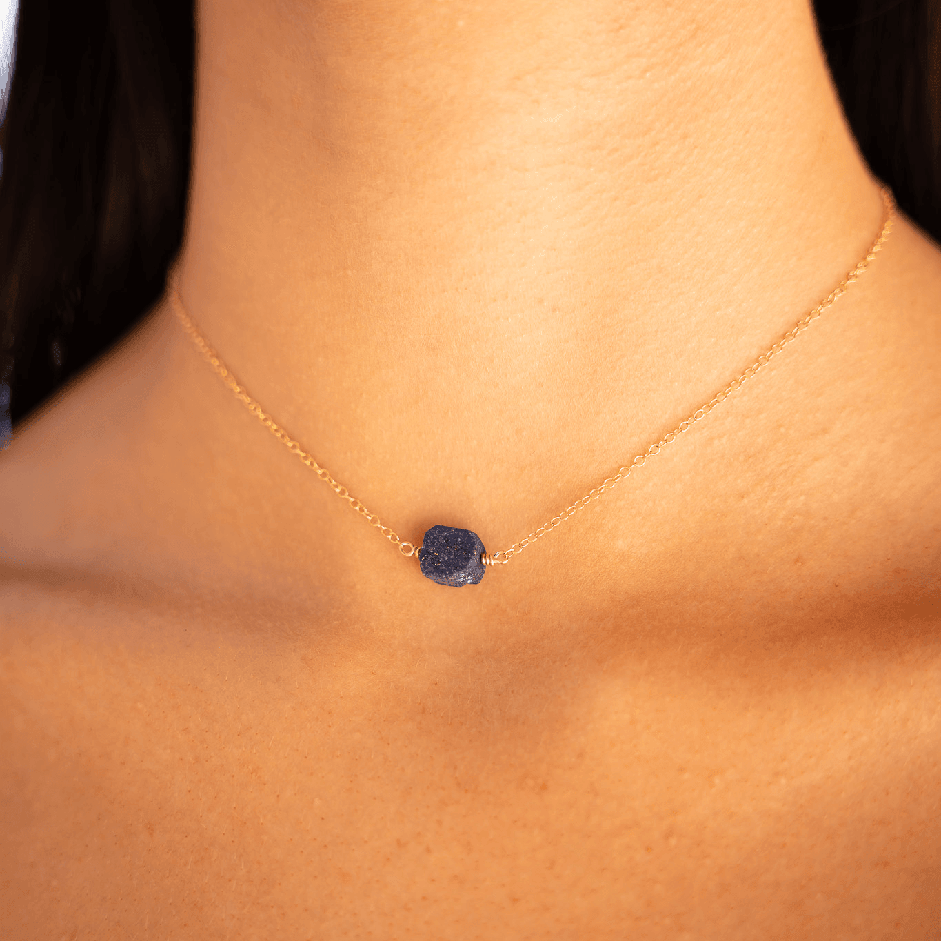 Natural Raw Lapis Lazuli Crystal Beaded Choker Necklace - Healing Stone Jewelry for Women, Meditation & Spiritual Gifts