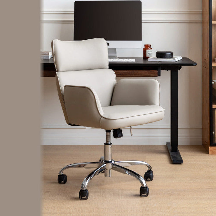 Premium Organic Leather Ergonomic Office Chair - Adjustable Height & Lumbar Support for Home & Workspace Comfort