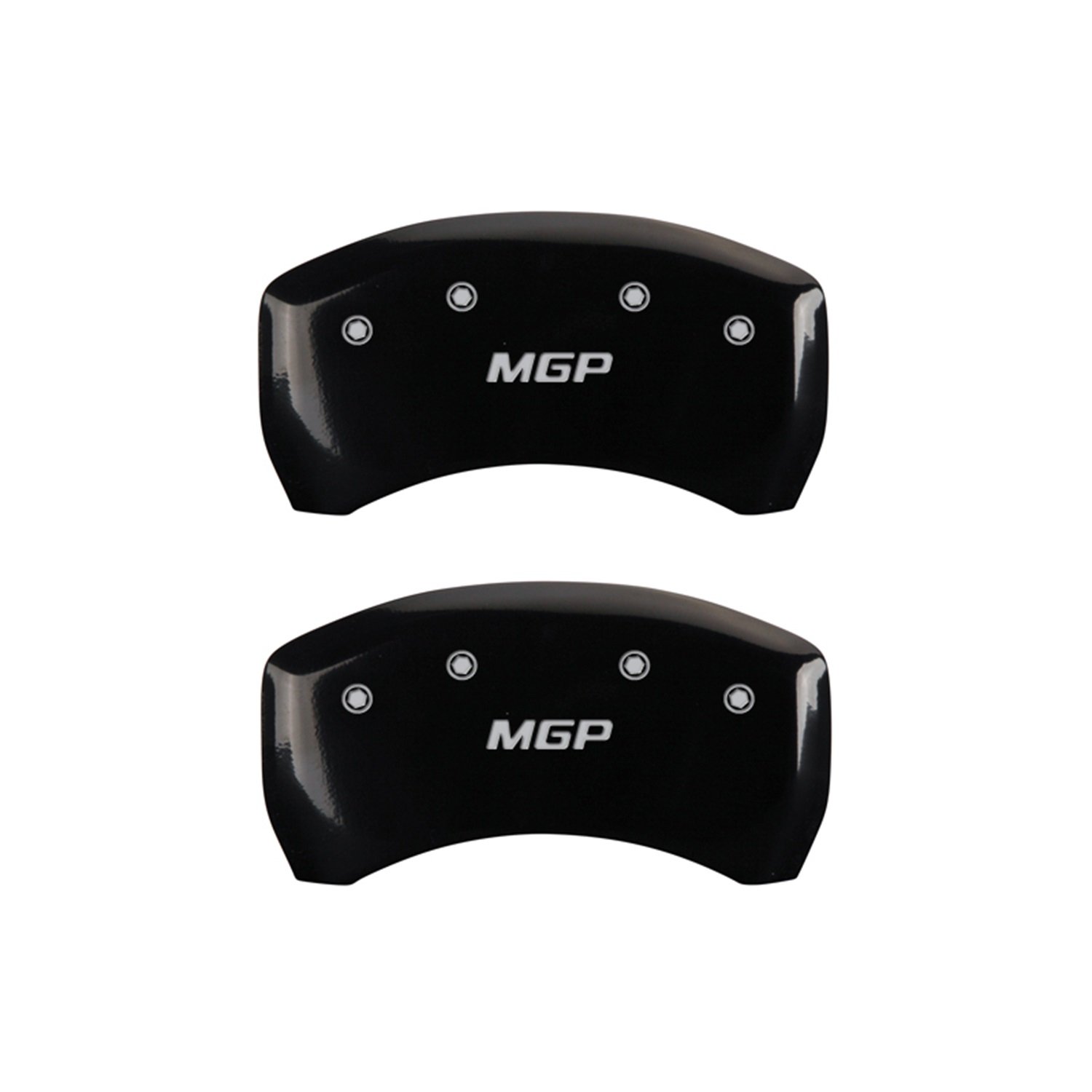 MGP Caliper Covers 10197SMGPBK - 4-Piece Black Brake Caliper Covers with Silver Engraving | Upgrade Your Car's Aesthetic for Sports Cars & Luxury Vehicles
