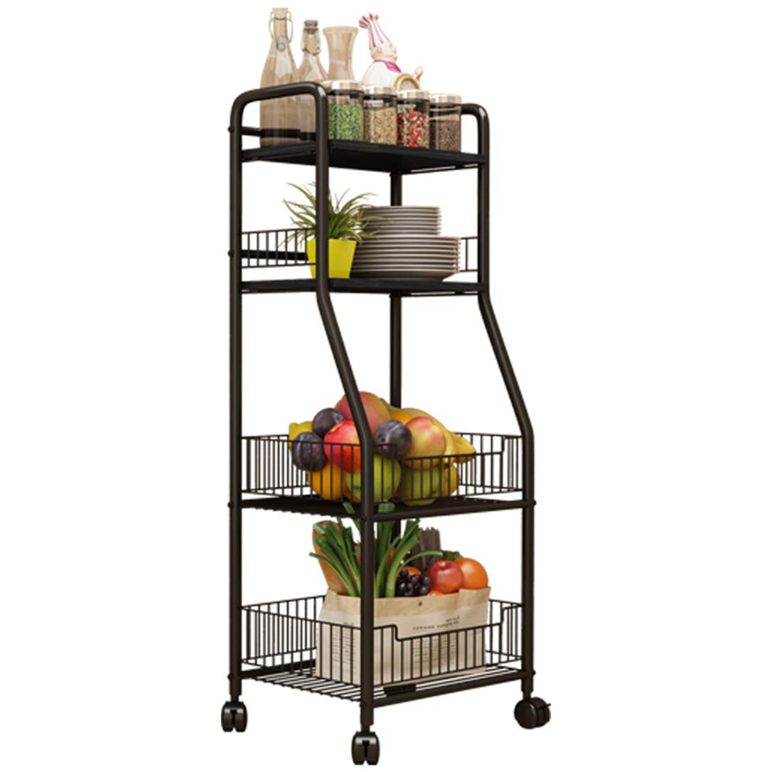 ZYFA Removable Metal Storage Cart with Wheels - Mobile Organizer Shelf for Kitchen, Bedroom, Bathroom & Craft Room | Rolling Serving Trolley & Island Cart for Home Organization & Space Saving