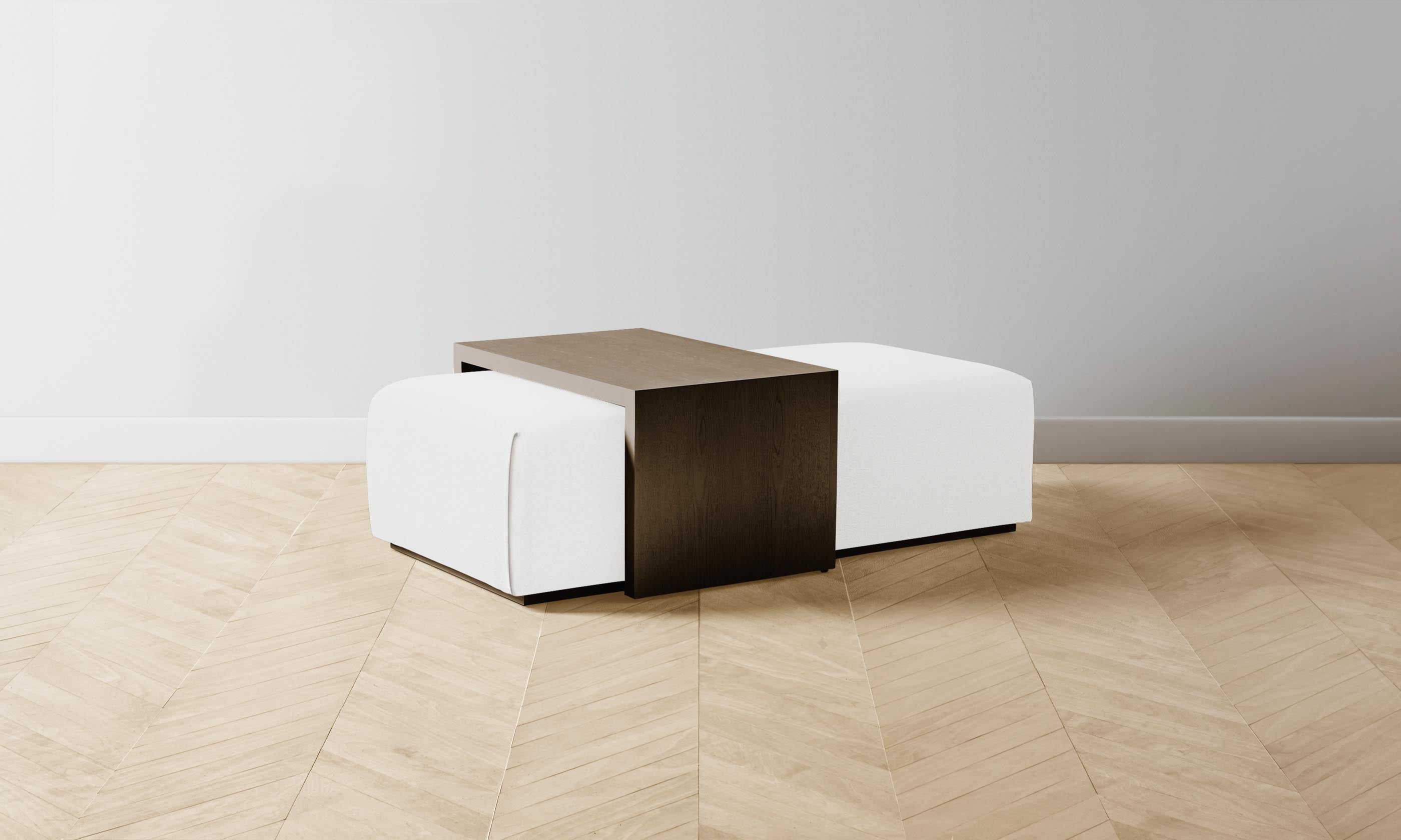 The Bowery Ottoman - Performance Linen Weave in Pure White | Modern Living Room & Bedroom Accent Furniture for Home Decor