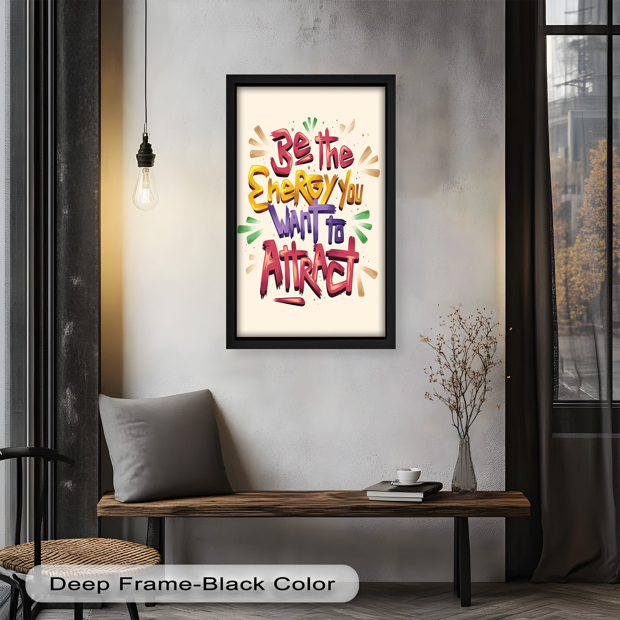 Inspirational Oil Painting - Be the Energy You Want to Attract - Motivational Wall Art for Home, Office & Meditation Space