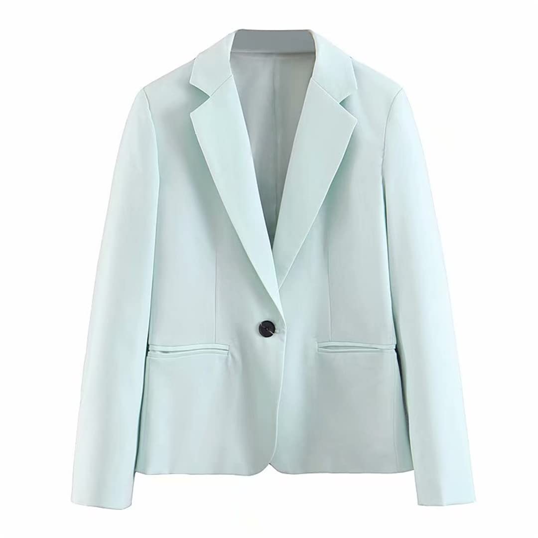 Women's 2-Piece Outfits - Solid Color Long Sleeve Blazer & High Waist Straight Pants Set | Casual Workwear & Office Attire for Professional Women