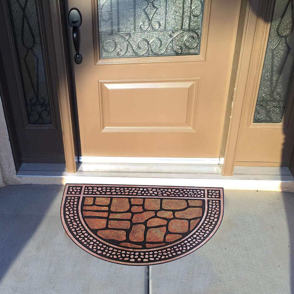 Half Round Welcome Doormat - Heavy Duty, Durable Front Door Mat (29.5