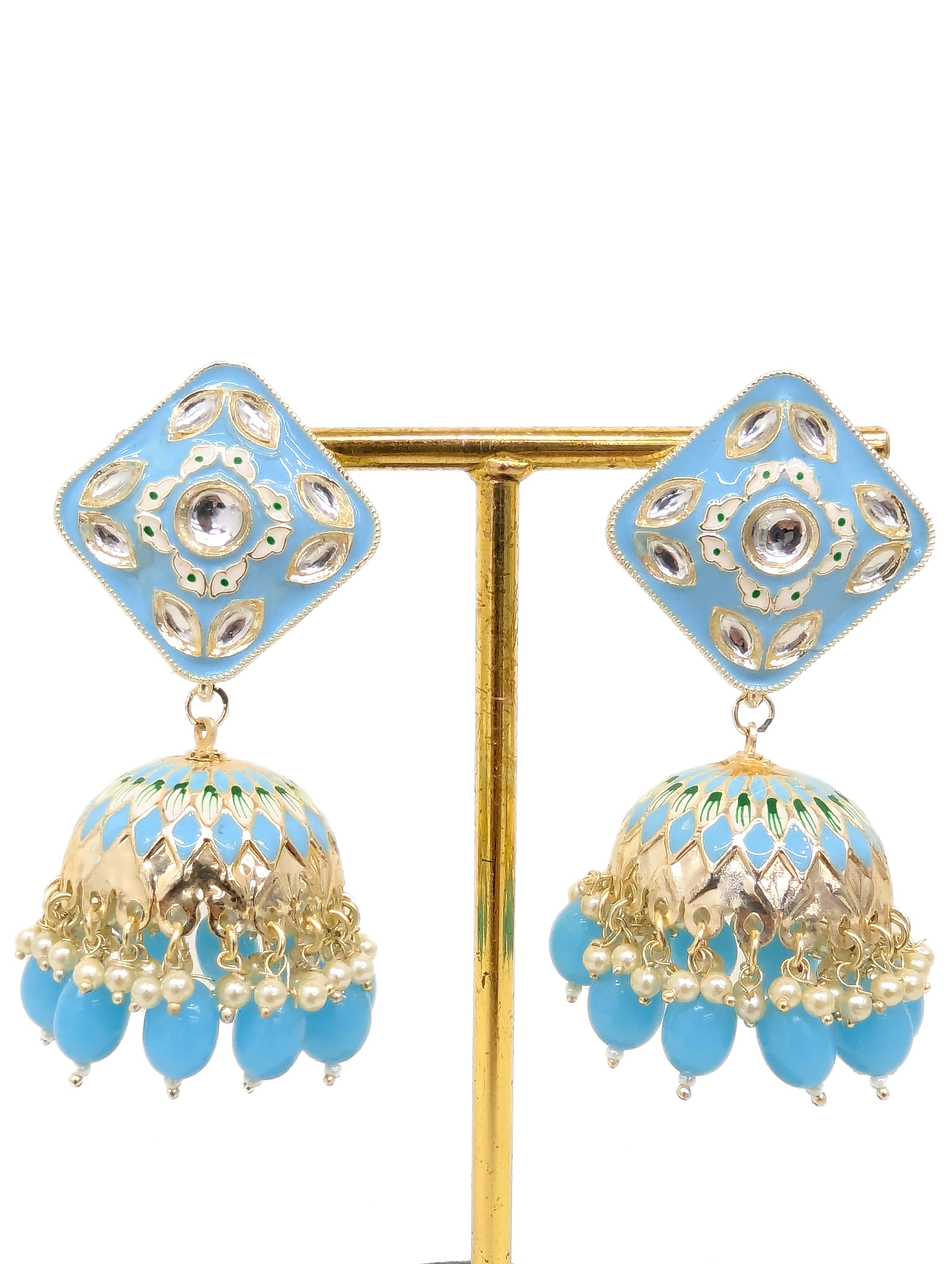 Reshma Meenakari Earrings for Women - Handmade Indian Ethnic Jewelry - Traditional Kundan Jhumka Earrings - Perfect for Weddings, Parties & Festive Occasions