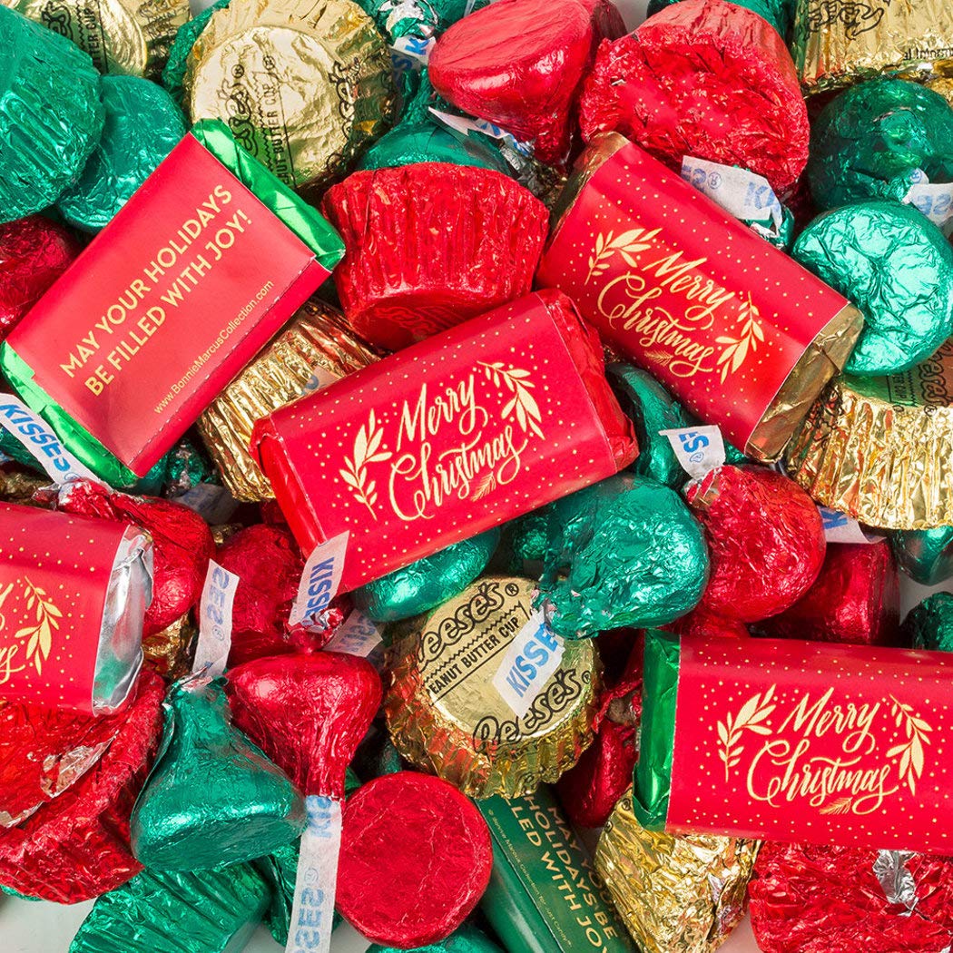 25lb Bulk Christmas Candy Hershey Chocolate Mix - Approx 1,500 Pieces for Holiday Parties, Gift Baskets & Office Treats