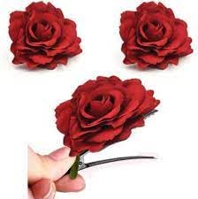 Red Rose Hair Clips - Artificial Rose Flower Hair Accessories for Women & Girls (Pack of 1) | Perfect for Weddings, Parties, Prom & Everyday Fashion