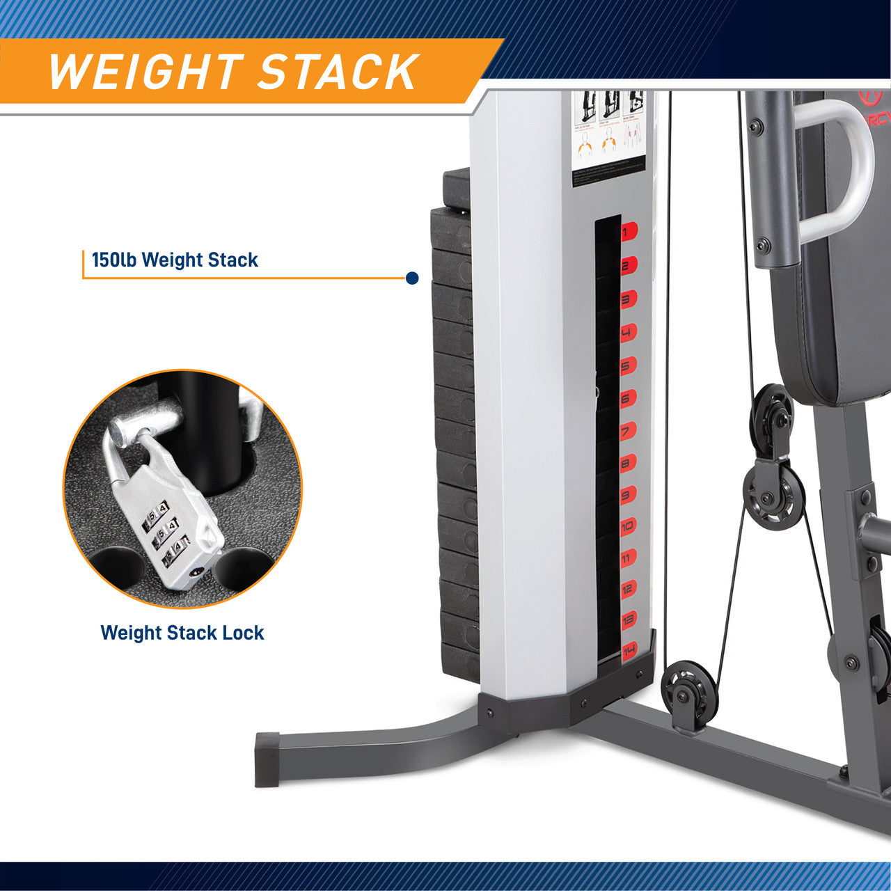 Marcy MWM-988 Home Gym System with 150lb Weight Stack - Full Body Workout Equipment for Strength Training & Fitness | Perfect for Home Gym, Small Spaces & Personal Training