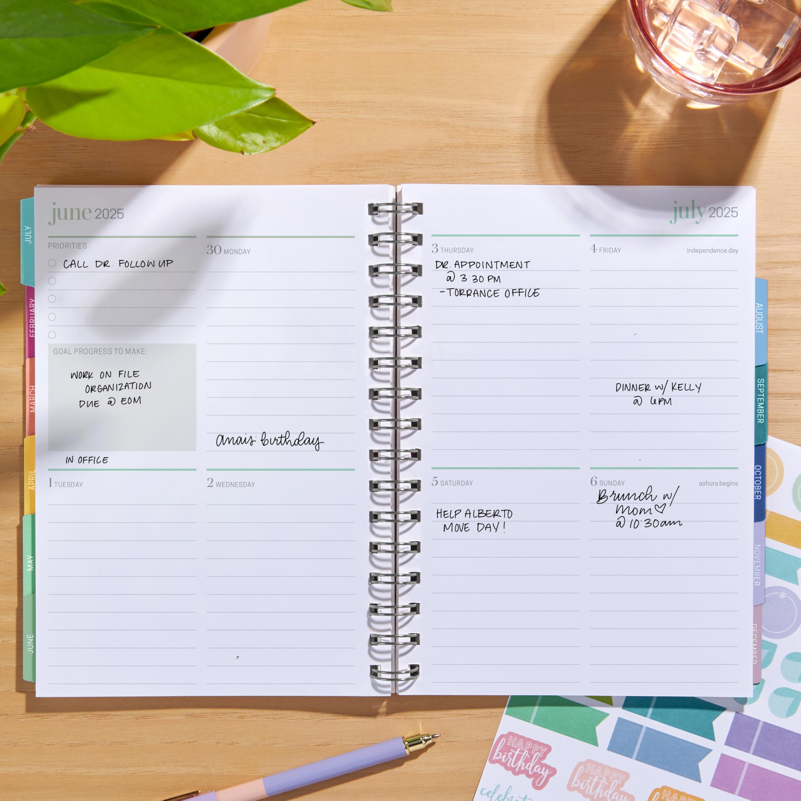 Erin Condren Inspired 2025 Weekly Planner - A5 Size 12-Month Dated Calendar (Jan-Dec) with Floral Petal Party Cover - Perfect for Students, Professionals & Goal Tracking