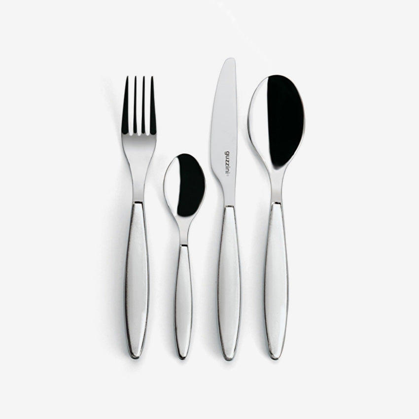 Guzzini Feeling 24-Piece Stainless Steel Cutlery Set - Knife Fork Spoon Set for Dining, Kitchen & Entertaining - Elegant Flatware for Restaurants, Weddings & Home Use