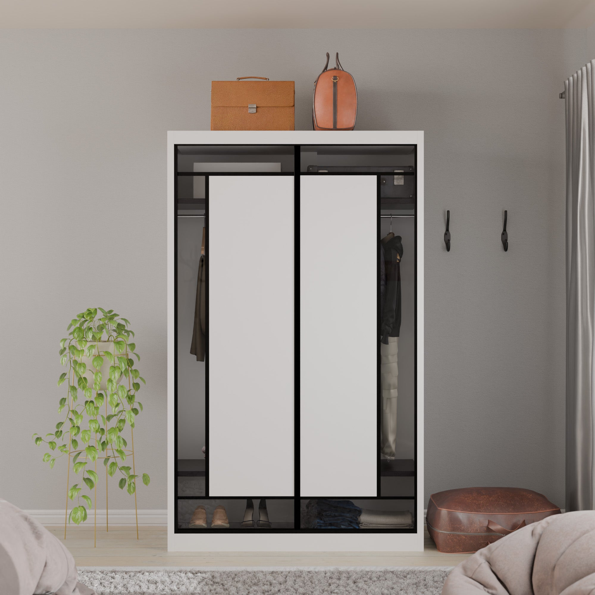 Josie Modular Wardrobe W02 - Customizable Closet Organizer with Adjustable Shelves & Hanging Rod - Perfect for Bedroom, Walk-in Closet & Dorm Room Storage Solutions