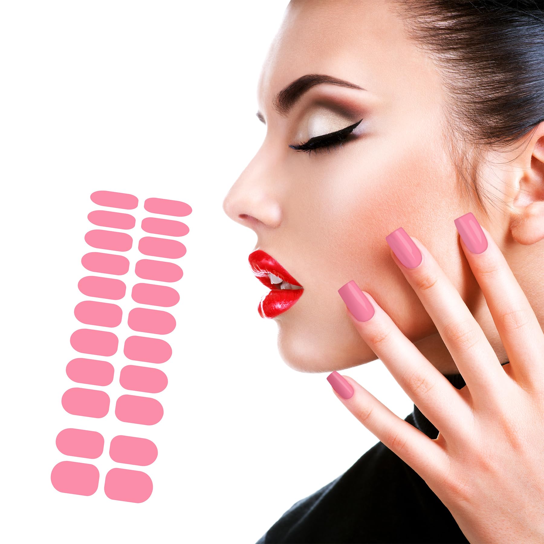 Noymi Nail Patch Stickers - 22 Pcs Pink Nail Art Decals for Beautiful Manicures | Waterproof Nail Decorations for Parties, Weddings & Everyday Wear