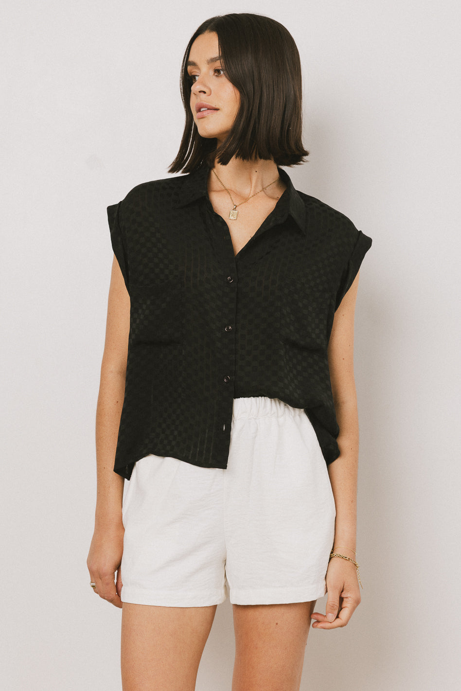 Black Luka Checkered Button-Up Shirt for Men - Casual & Formal Wear - Perfect for Office, Date Night & Outdoor Activities