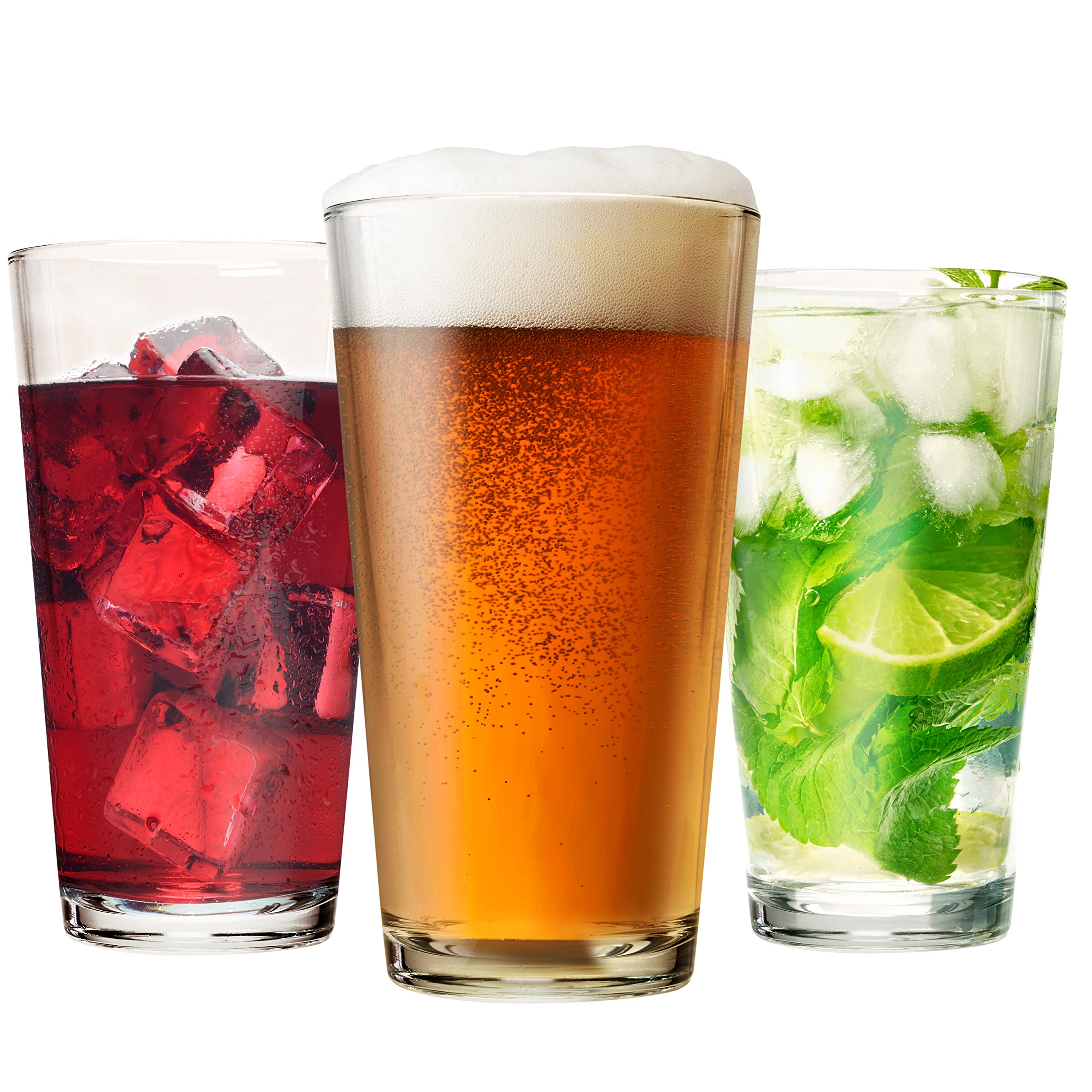 12-Piece 16 oz Highball Drinking Glasses Set - Perfect for Water, Beer & Cocktails | Durable Bar & Kitchen Tumblers for Home Entertaining & Daily Use