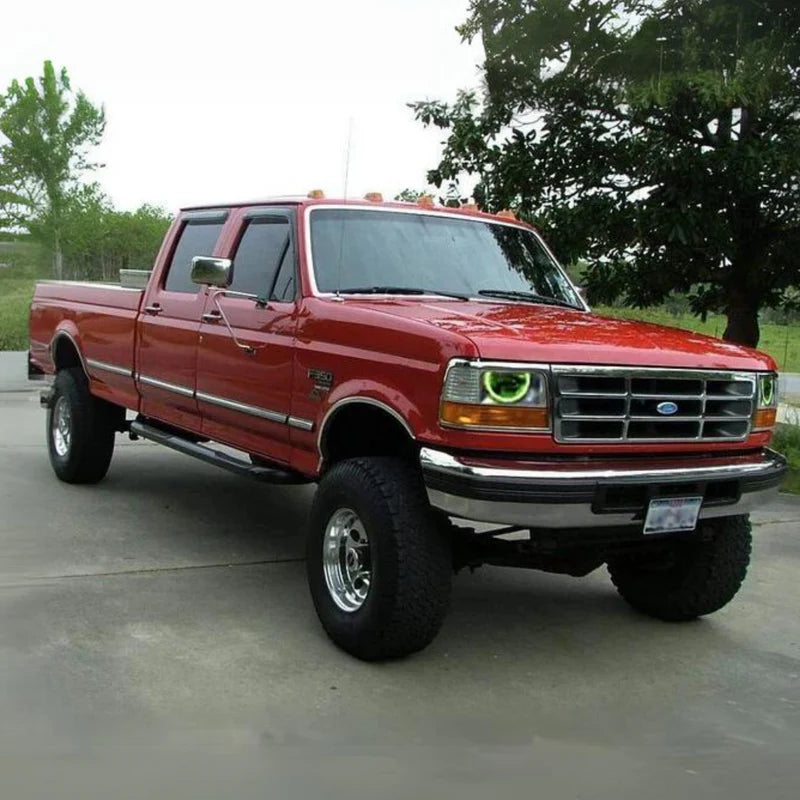Ford F250 Multicolor Halo Headlight Kit (1992-2004) - Upgrade Your Truck's Style for Night Driving & Off-Road Adventures