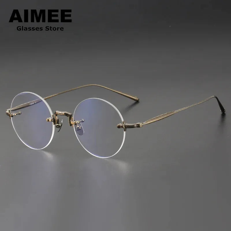 Aimee Unisex Rimless Round Titanium Eyeglasses 2250 - Lightweight & Durable Titanium Frame for Men & Women - Perfect for Reading, Work & Everyday Use