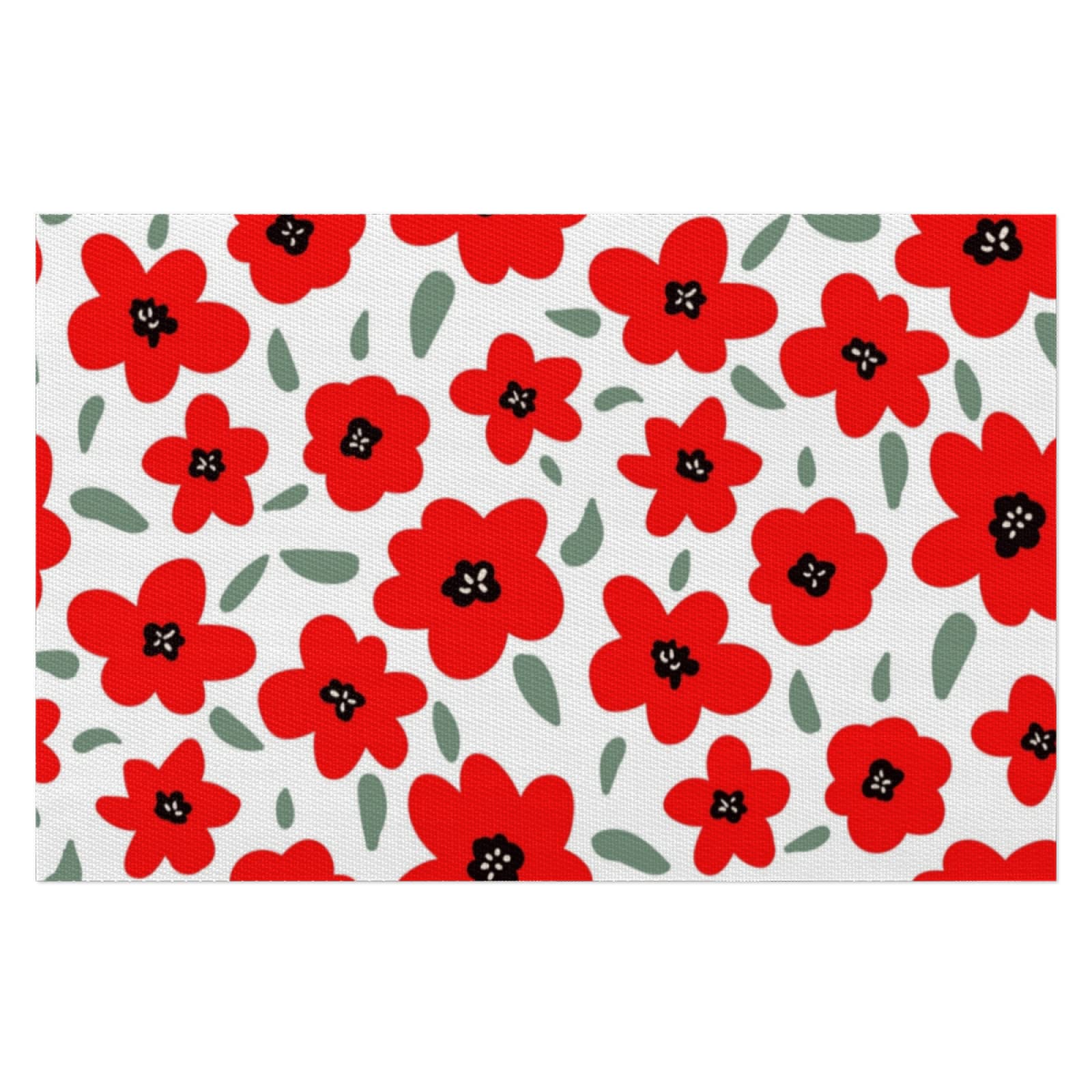 Bright Red Poppy Table Placemats Set of 4 - Heat & Stain Resistant Washable PVC Vinyl Placemats (11.6