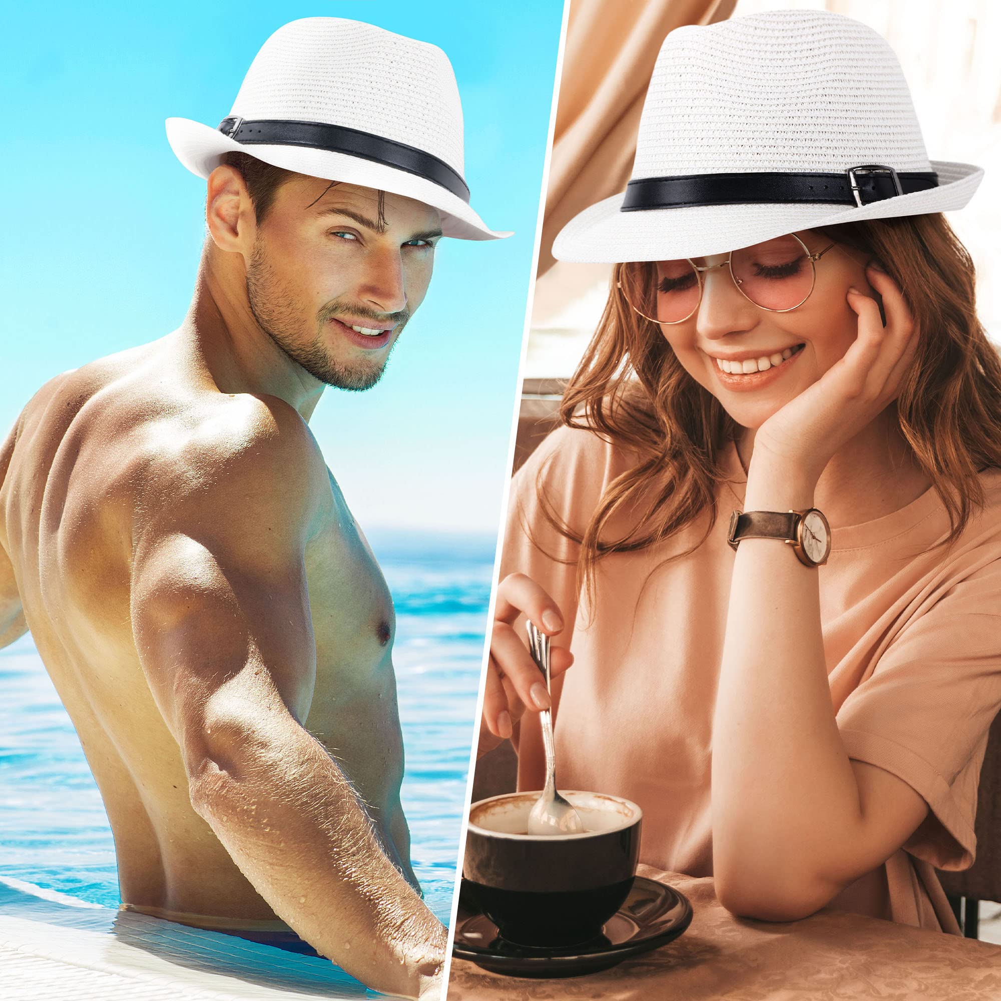 Stylish Straw Fedora Hats for Men & Women - Summer Sun Protection