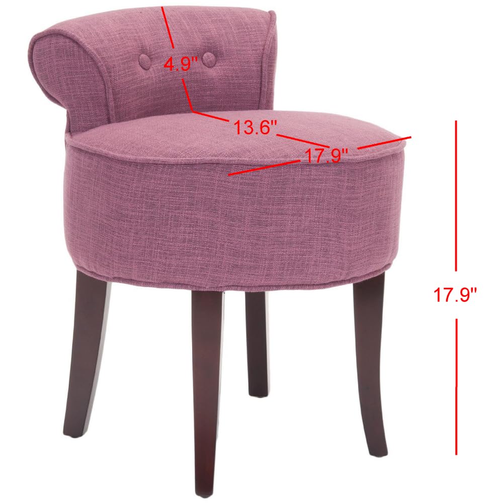 Safavieh Home Collection Georgia Rose & Cherry Mahogany Petite Vanity Stool - Elegant Makeup Seat for Bedroom, Dressing Room & Boudoir Decor