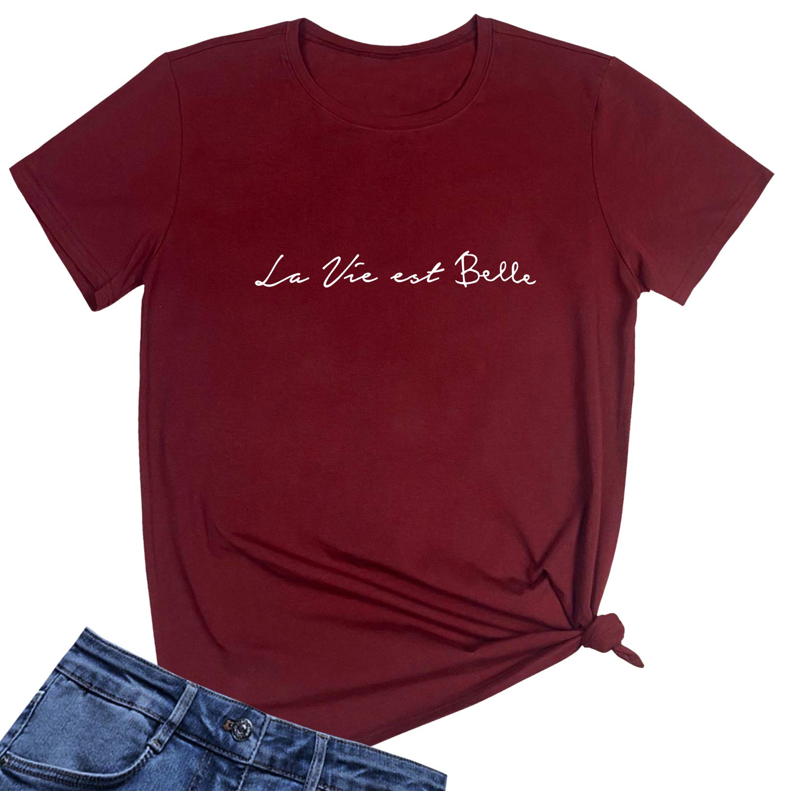 LOOKFACE Women's Cute Graphic T-Shirts - Soft Cotton Short Sleeve Casual Tees for Everyday Wear, Street Style & Summer Outfits