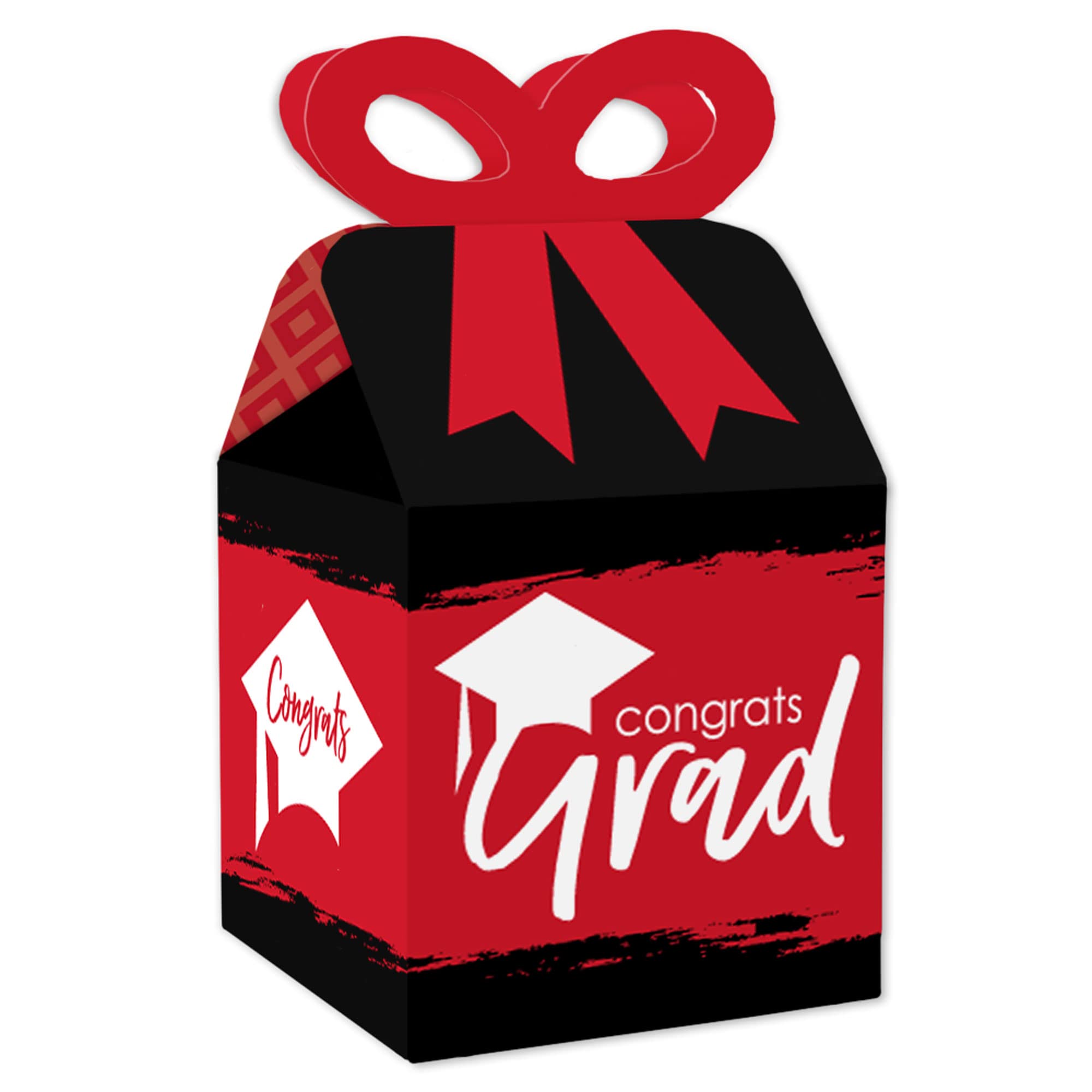 Red Graduation Gift Boxes - Best is Yet to Come Square Favor Boxes - Set of 12 for Graduation Party Decorations & Favors - Big Dot of Happiness