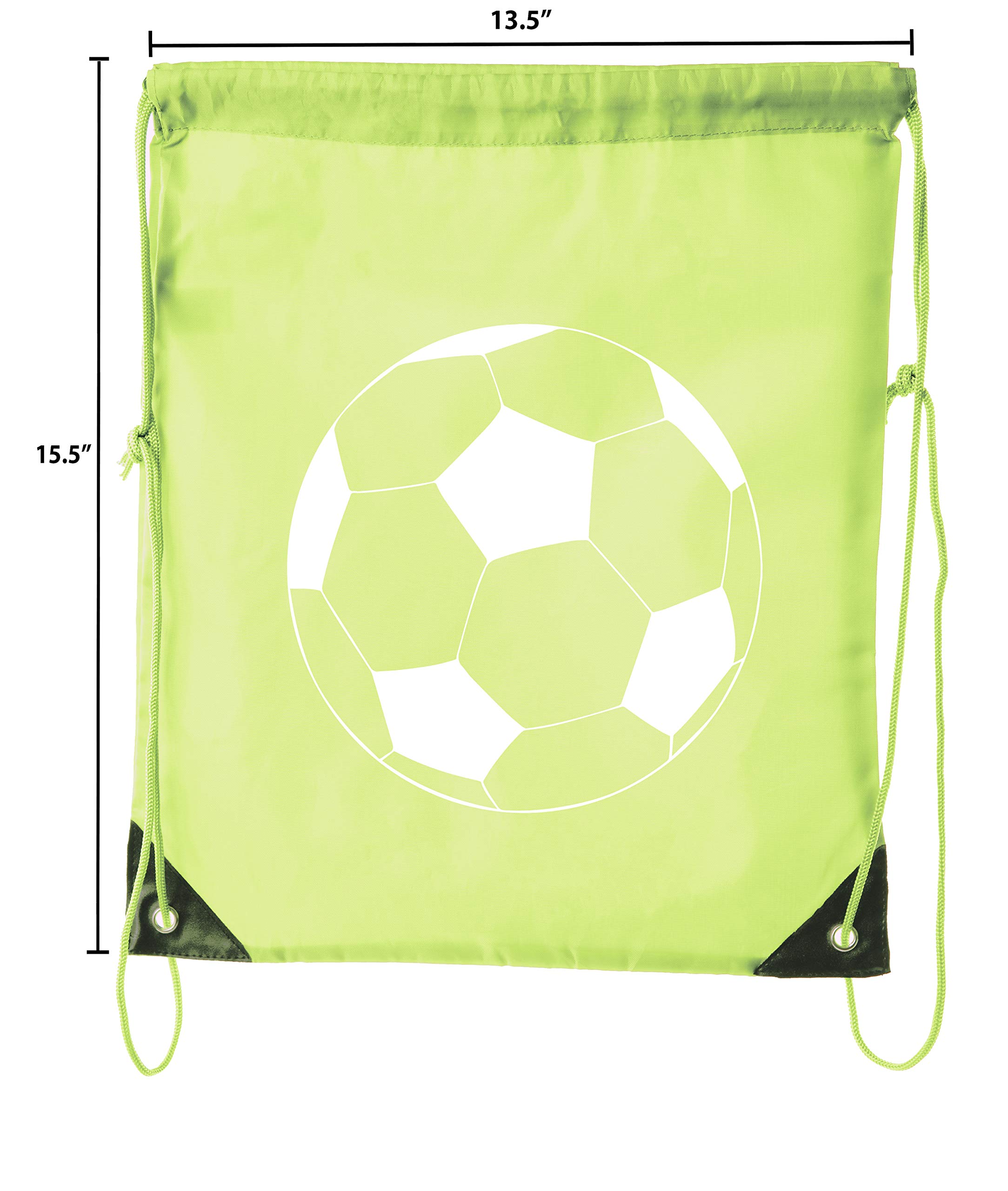 Mato & Hash Soccer Party Favors - 6 Pack Lime Green Drawstring Backpacks for Kids Birthday Parties, Team Events & Sports Gifts | Perfect for Soccer Players, Fans & Youth Sports Team Rewards