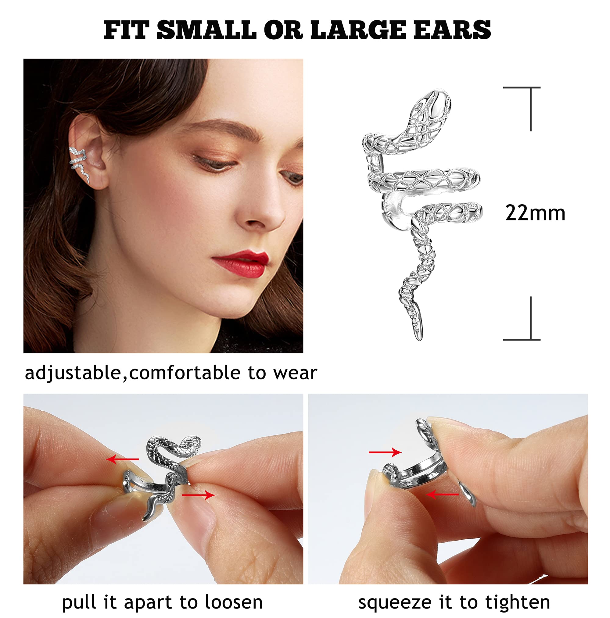 16Pcs Non-Piercing Ear Cuffs for Women & Men - Adjustable Clip-On Cartilage Helix Wrap Earrings Set | Trendy Fake Earrings for Parties, Weddings & Everyday Wear