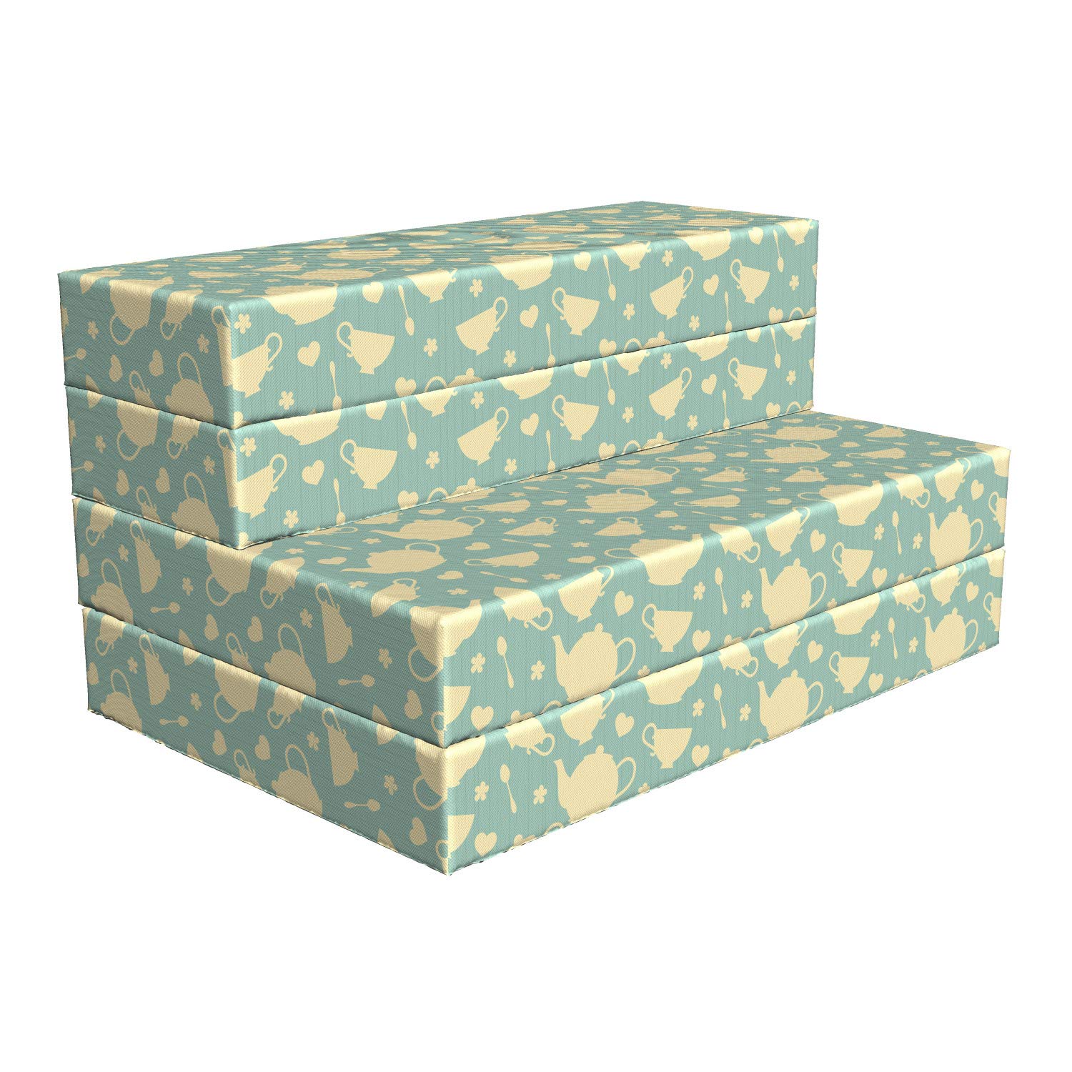 Ambesonne Foldable Kitchen Mattress - British Tea Cup & Teapot Design, 74.8